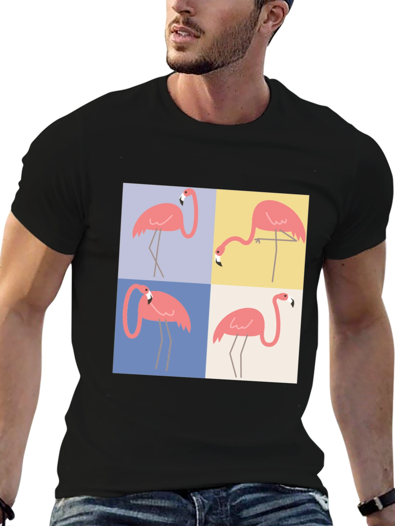 Flamingo Pop Art Graphic Tee - Trendy Casual Wear