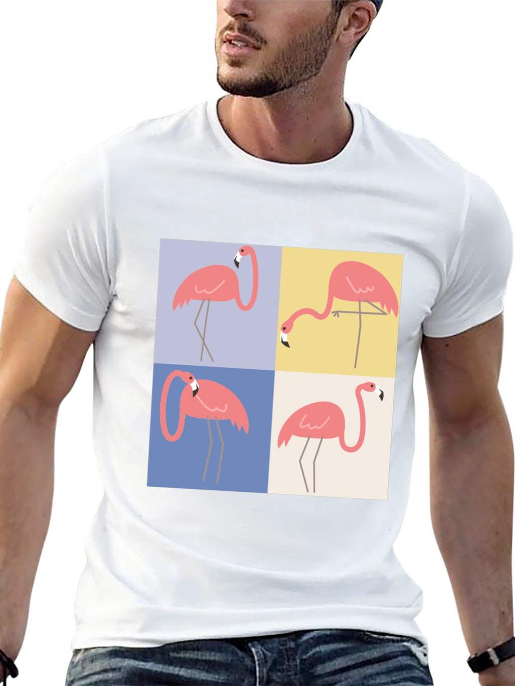 Flamingo Pop Art Graphic Tee - Trendy Casual Wear
