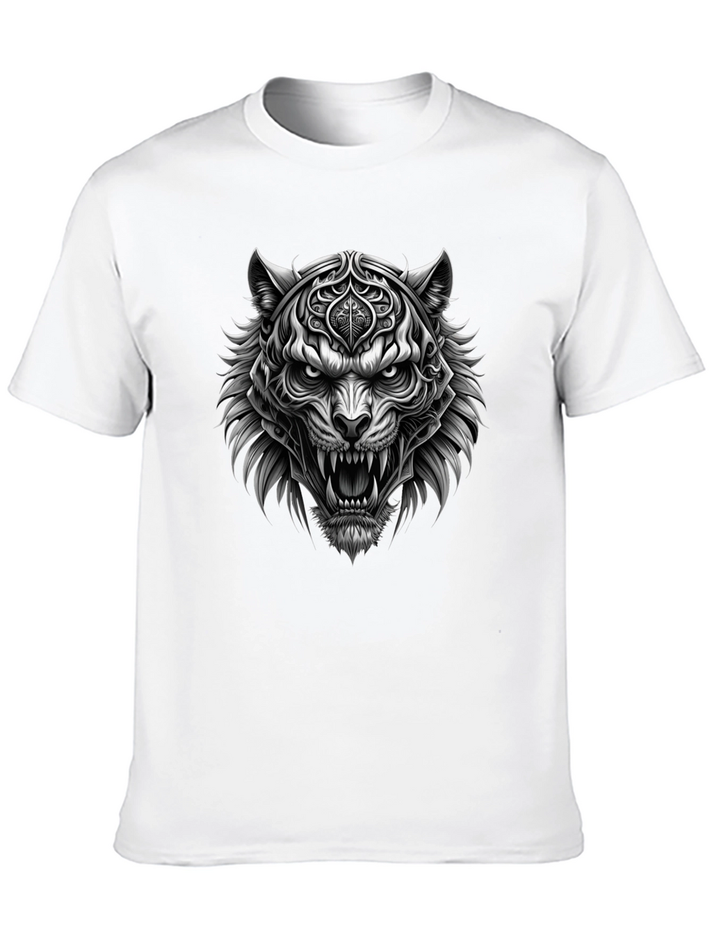 Mens Black Graphic Tee - Fierce Tiger Design