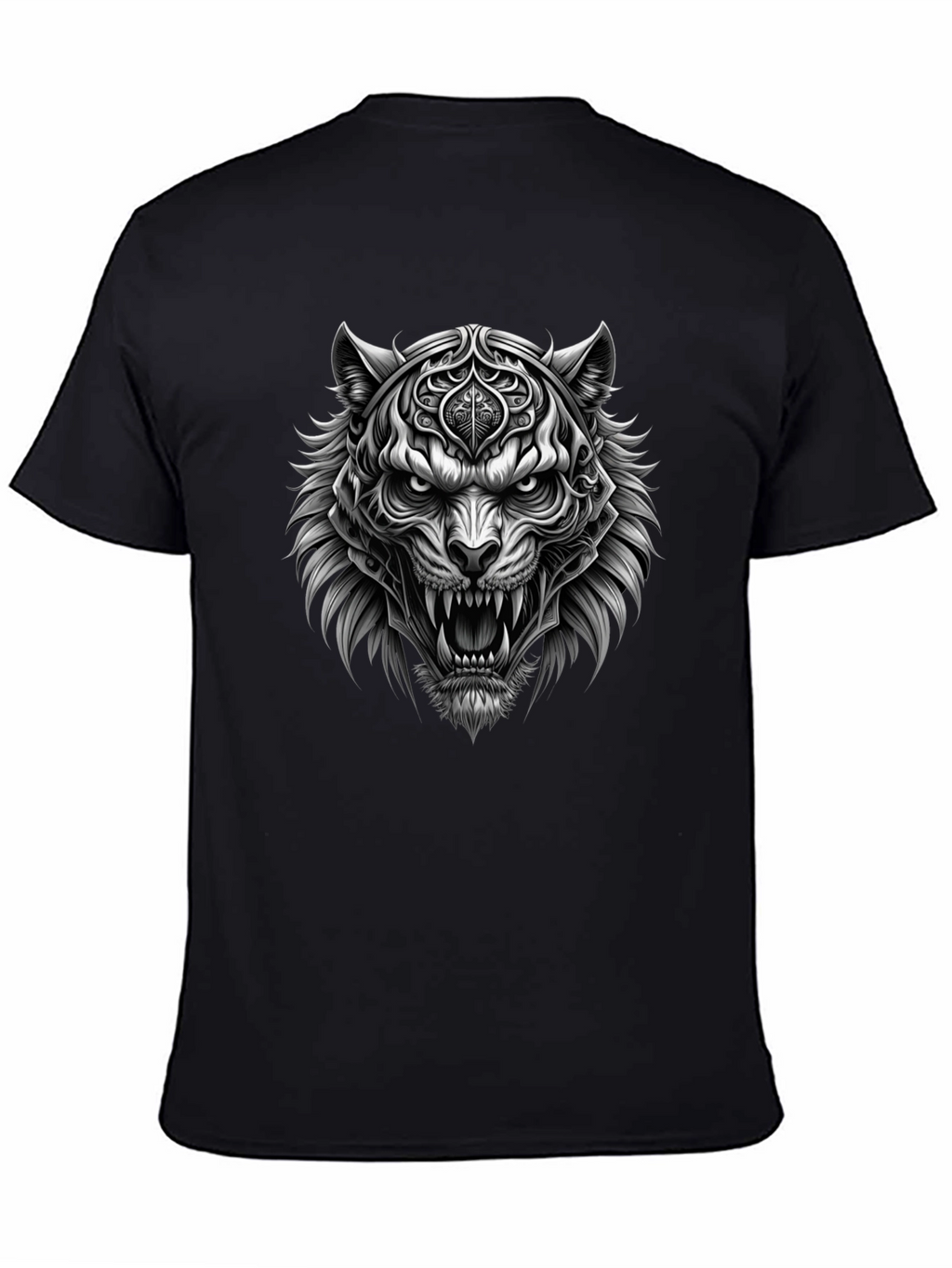 Mens Black Graphic Tee - Fierce Tiger Design
