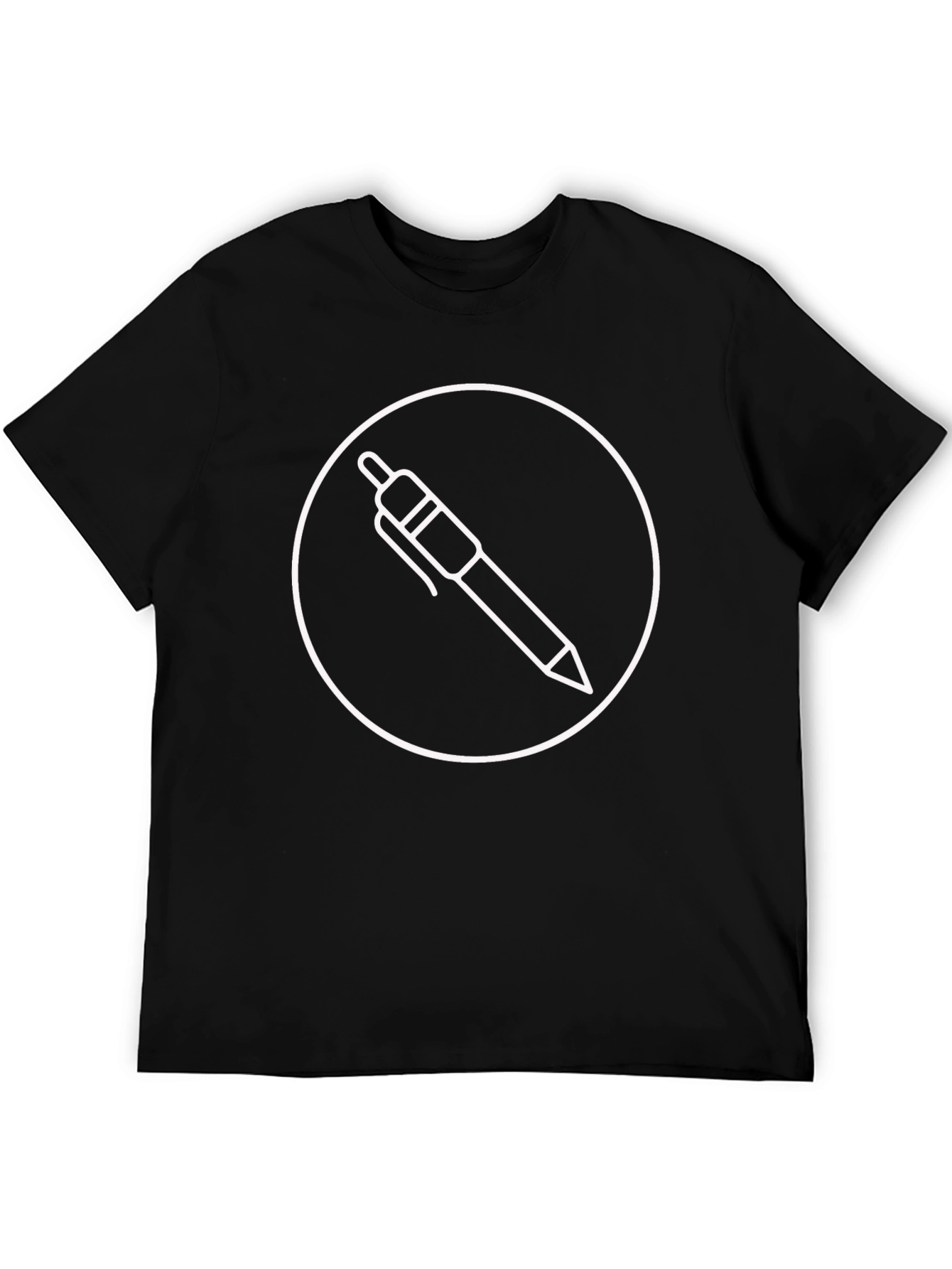 Black T-Shirt with Pen Circle Graphic