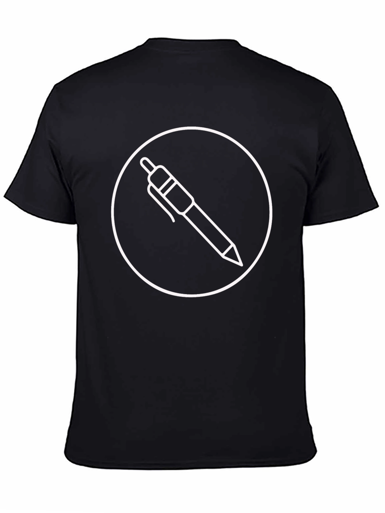 Black T-Shirt with Pen Circle Graphic