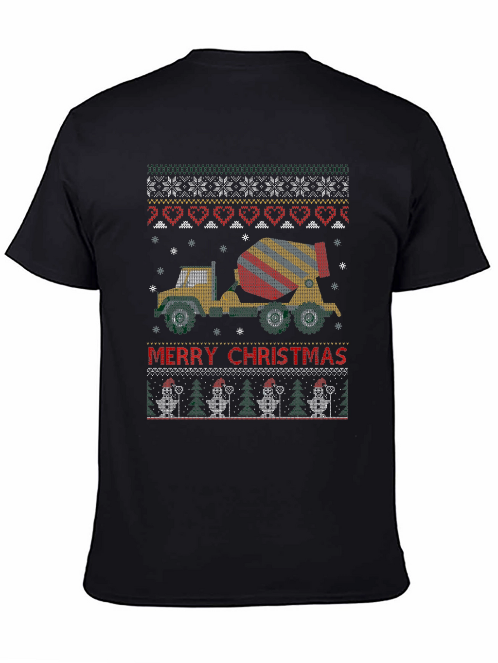Merry Christmas Concrete Mixer Truck Ugly Sweater T-Shirt