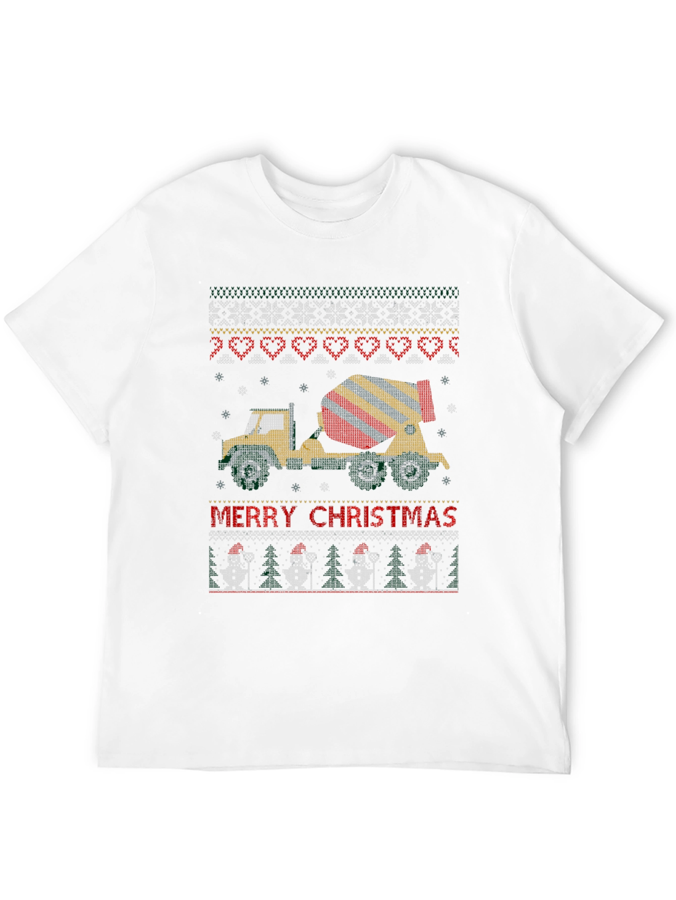 Merry Christmas Concrete Mixer Truck Ugly Sweater T-Shirt