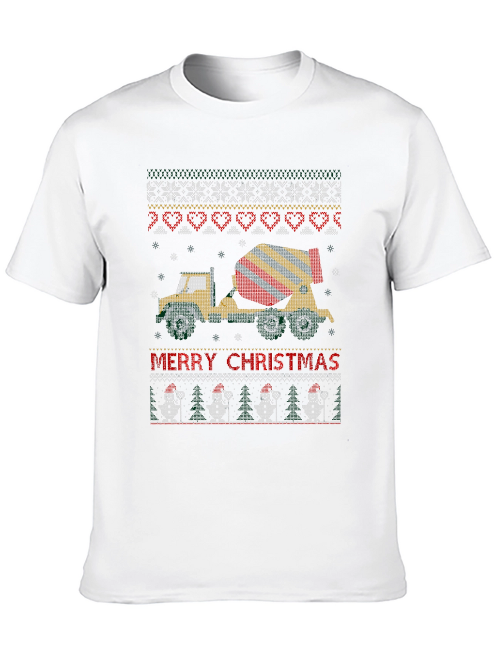 Merry Christmas Concrete Mixer Truck Ugly Sweater T-Shirt