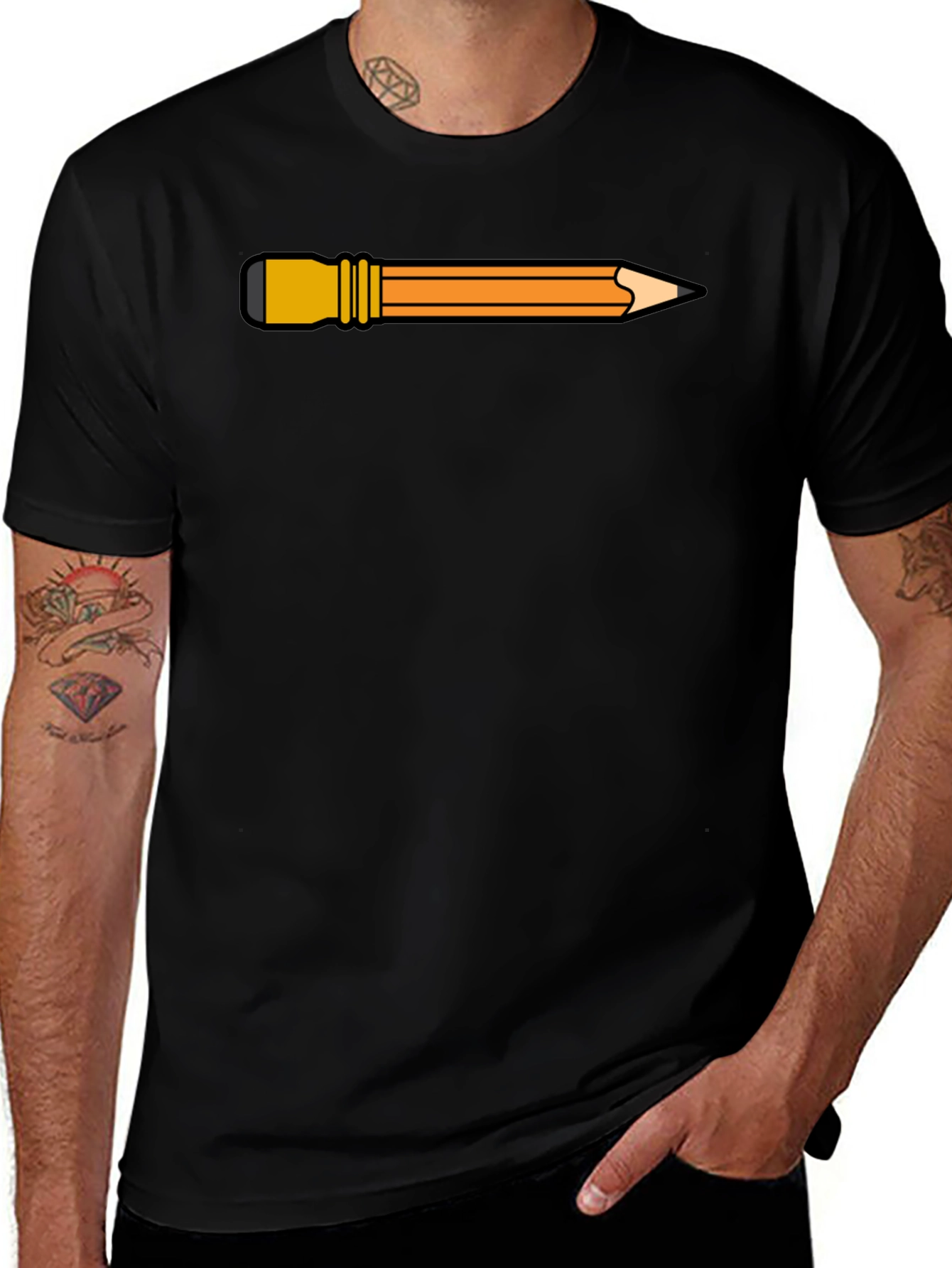 Pencil Graphic Black Tee - Creative Style