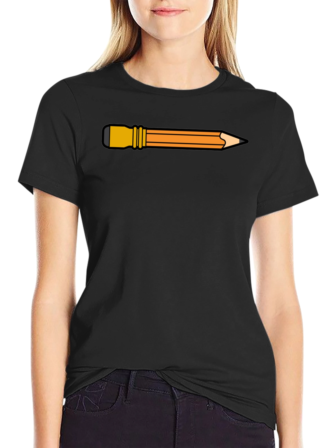 Pencil Graphic Black Tee - Creative Style
