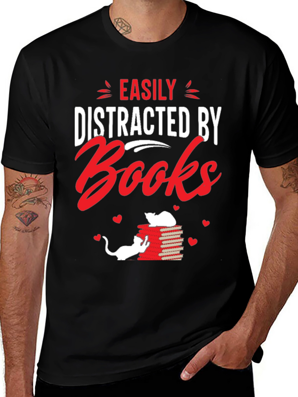 Easily Distracted By Books Graphic T-Shirt