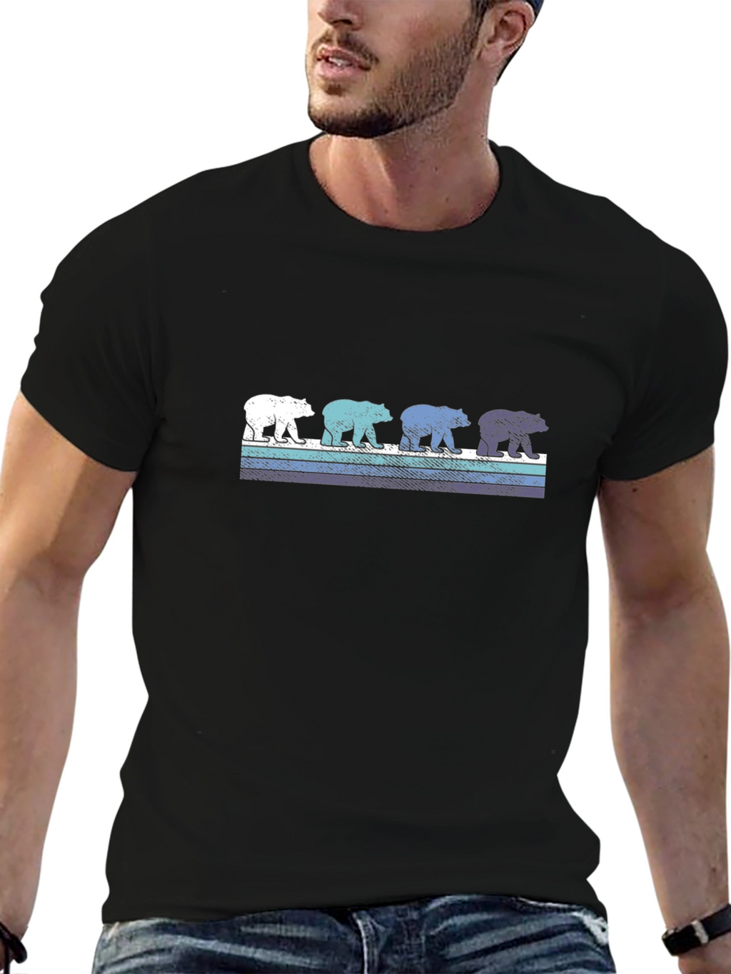 Retro Bear Graphic T-Shirt - Casual Cotton Tee