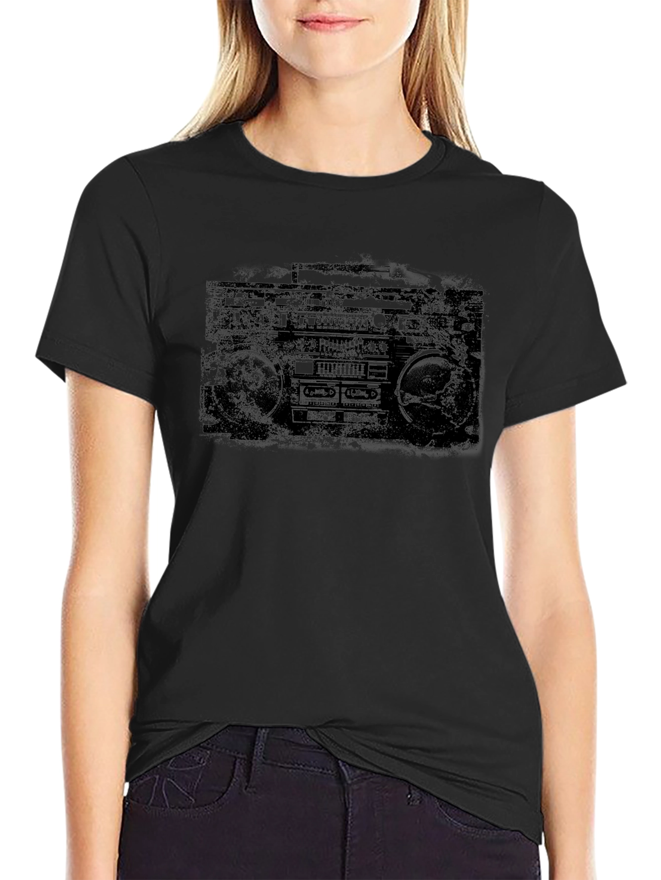 Vintage Boombox Graphic T-Shirt - Classic Retro Style