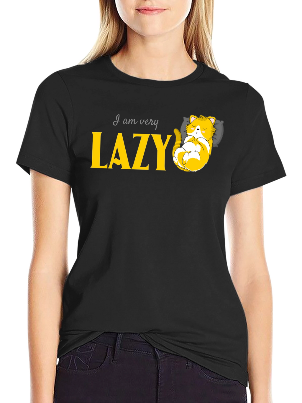 Lazy Cat Graphic Tee - Relaxed Fit