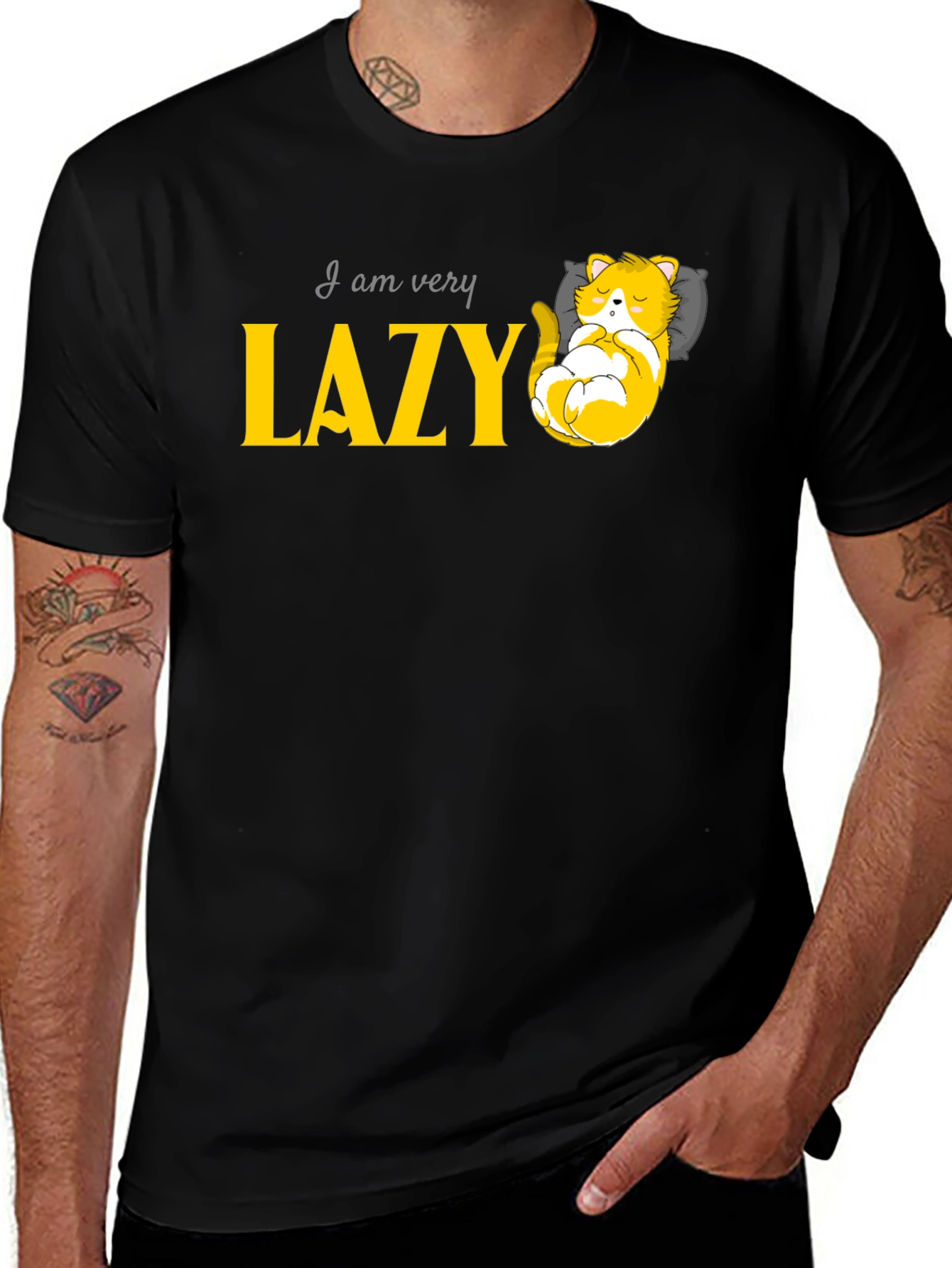 Lazy Cat Graphic Tee - Relaxed Fit