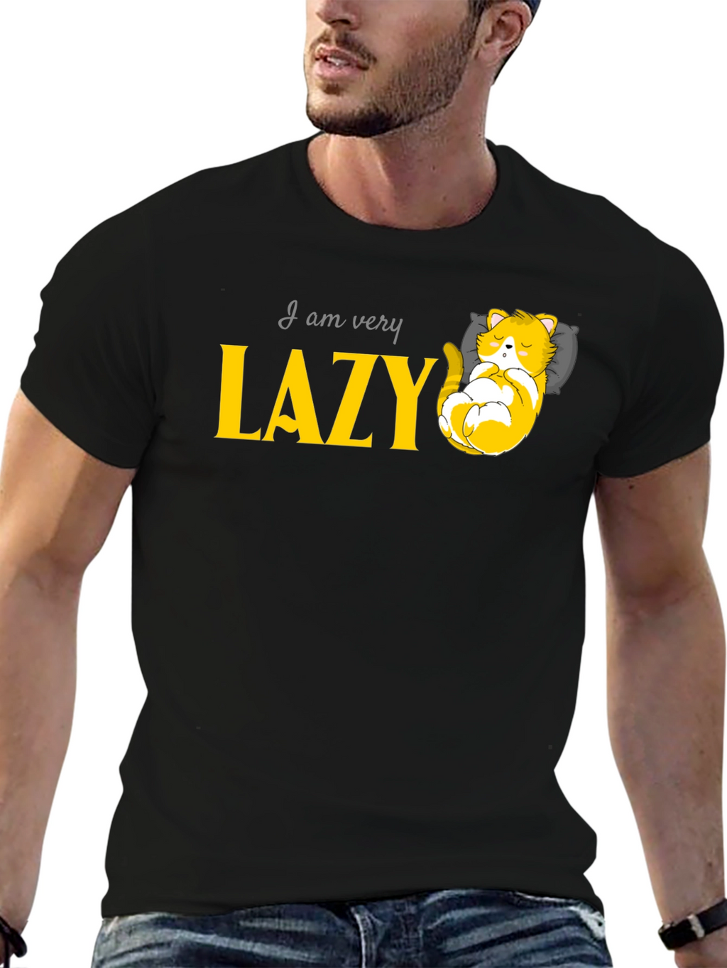 Lazy Cat Graphic Tee - Relaxed Fit