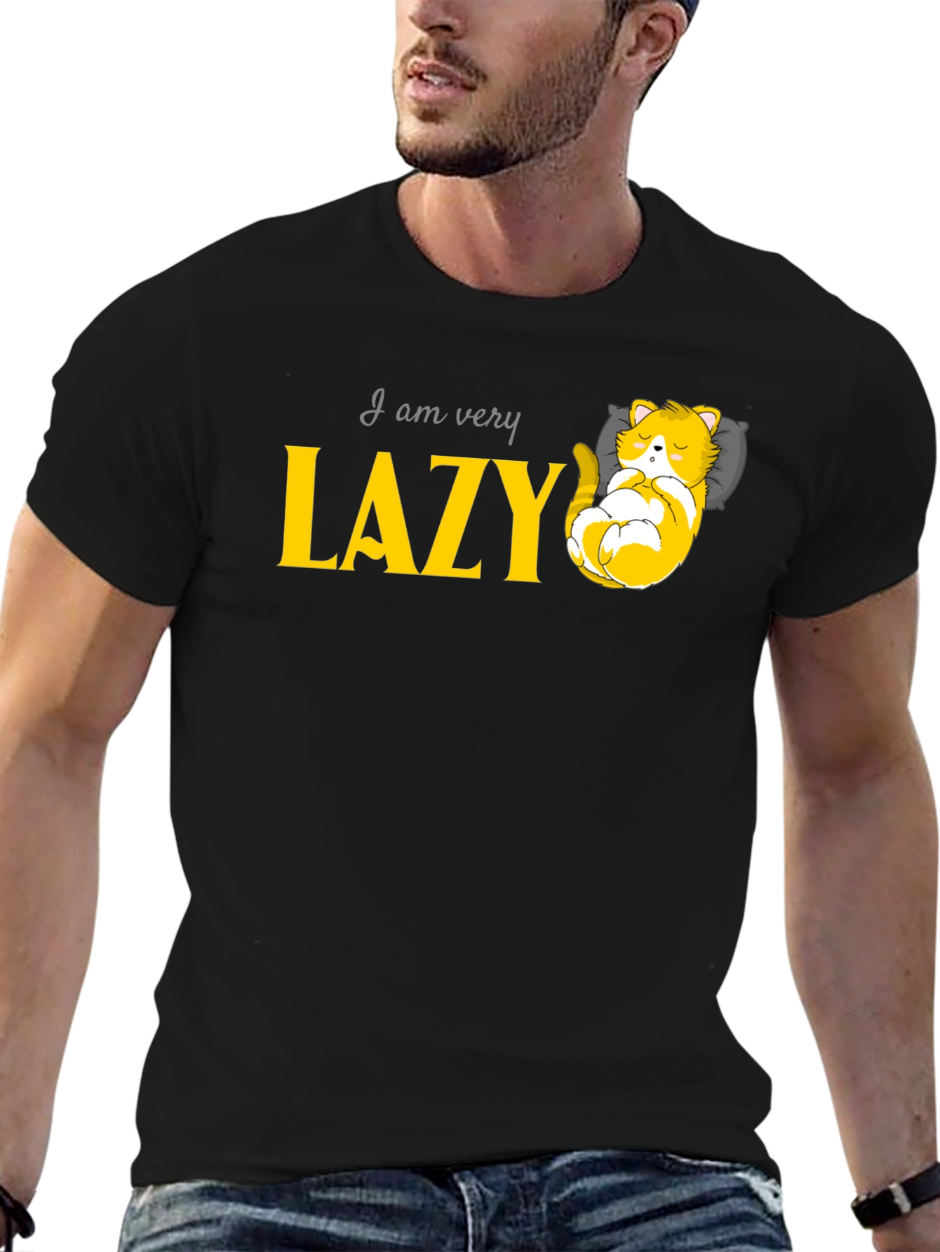 Lazy Cat Graphic Tee - Relaxed Fit