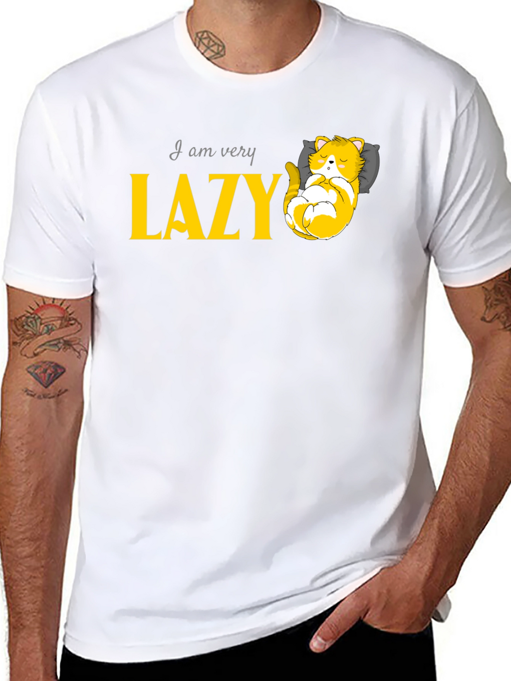 Lazy Cat Graphic Tee - Relaxed Fit