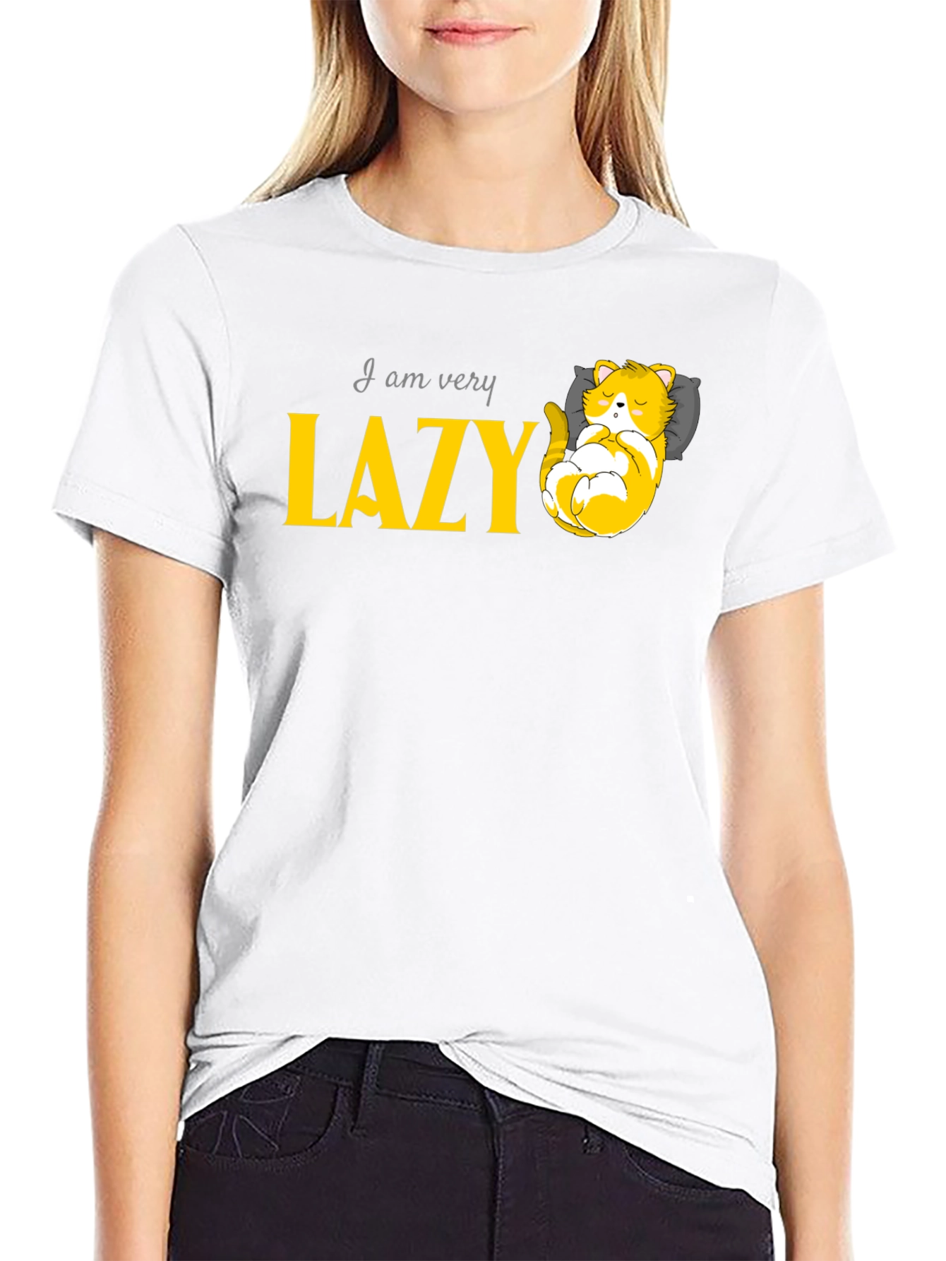 Lazy Cat Graphic Tee - Relaxed Fit