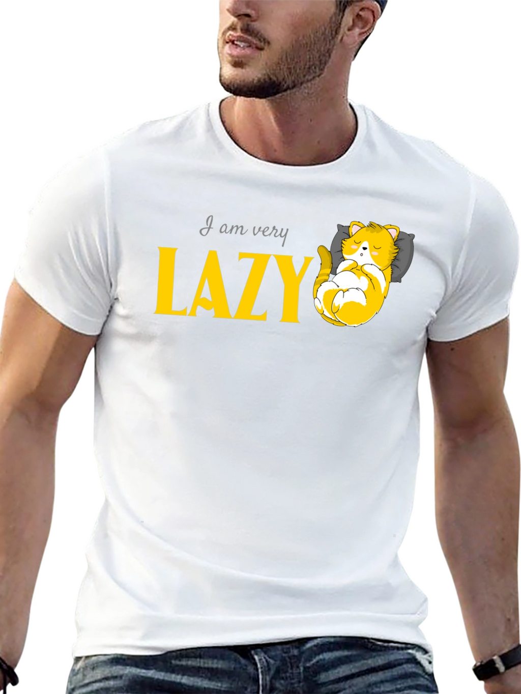 Lazy Cat Graphic Tee - Relaxed Fit