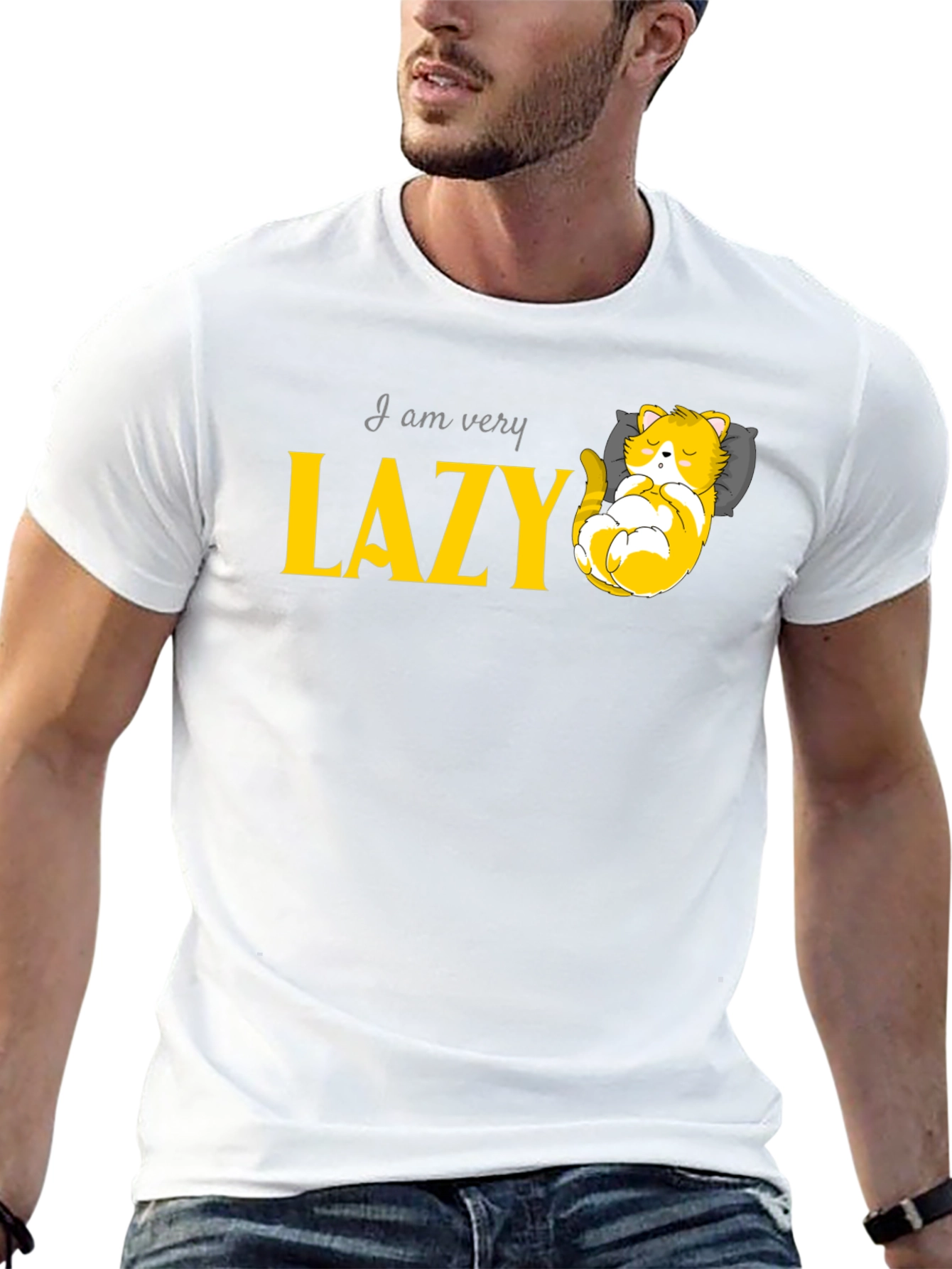 Lazy Cat Graphic Tee - Relaxed Fit