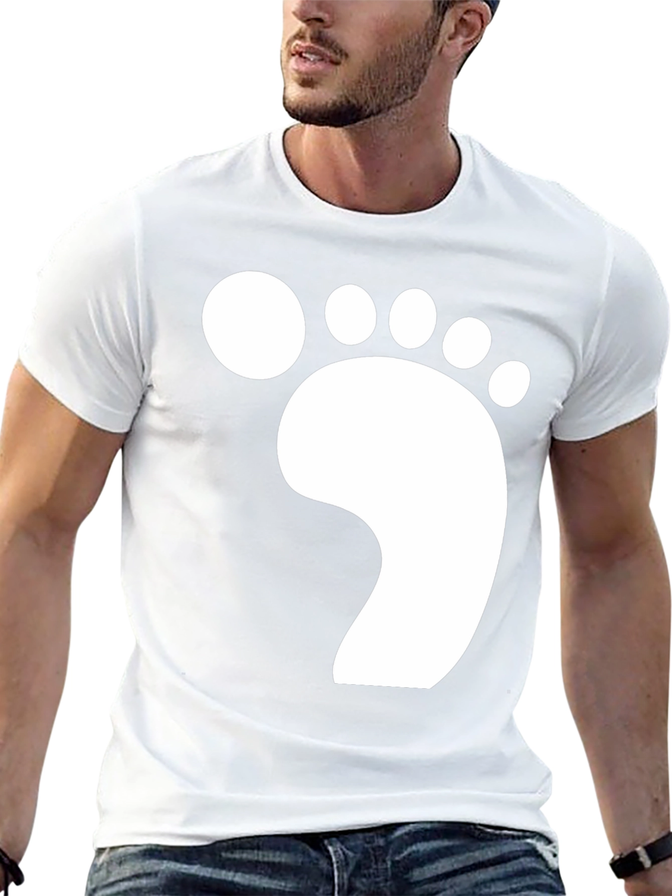 Footprint Graphic T-Shirt - Casual Black Tee