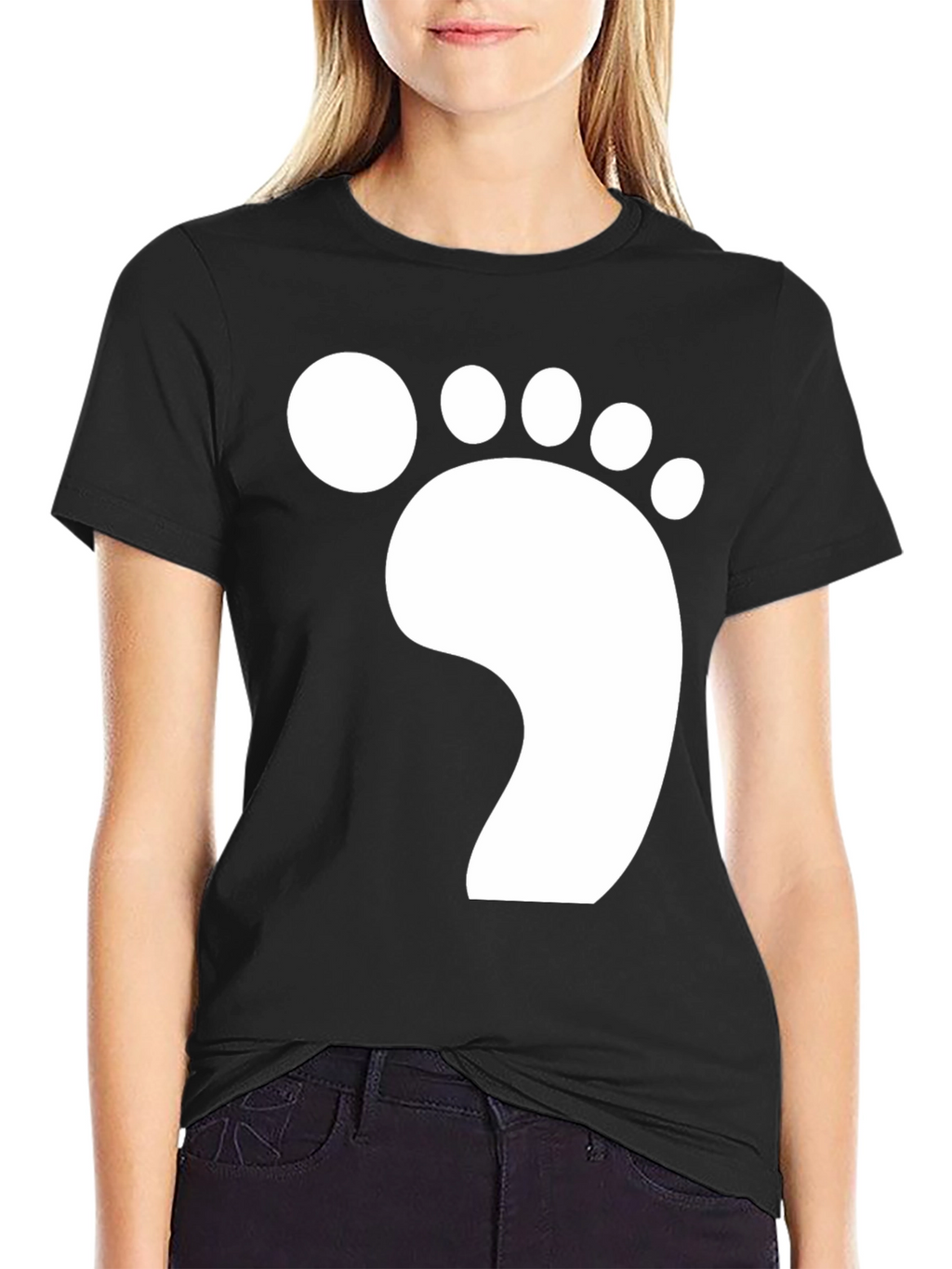 Footprint Graphic T-Shirt - Casual Black Tee