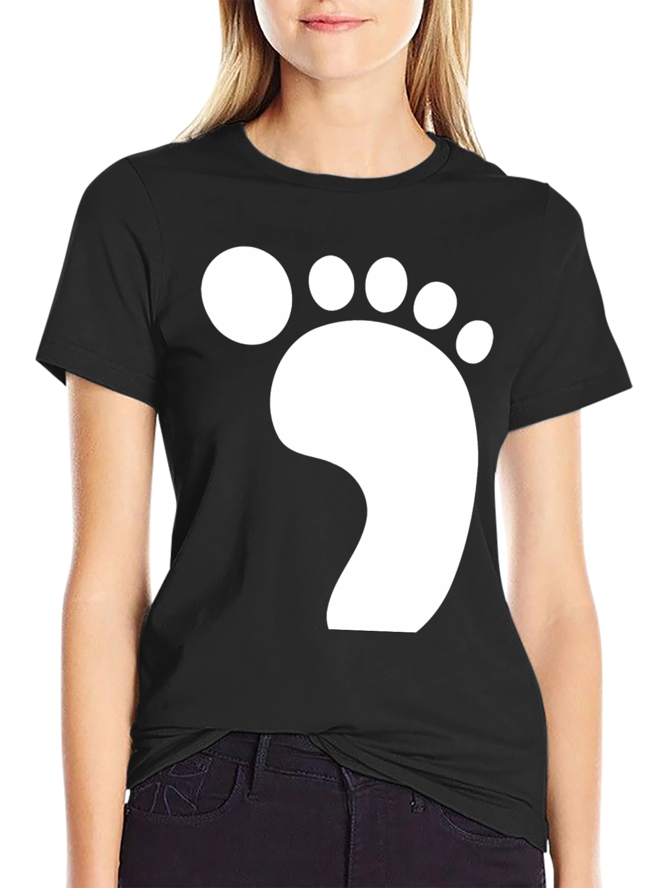 Footprint Graphic T-Shirt - Casual Black Tee