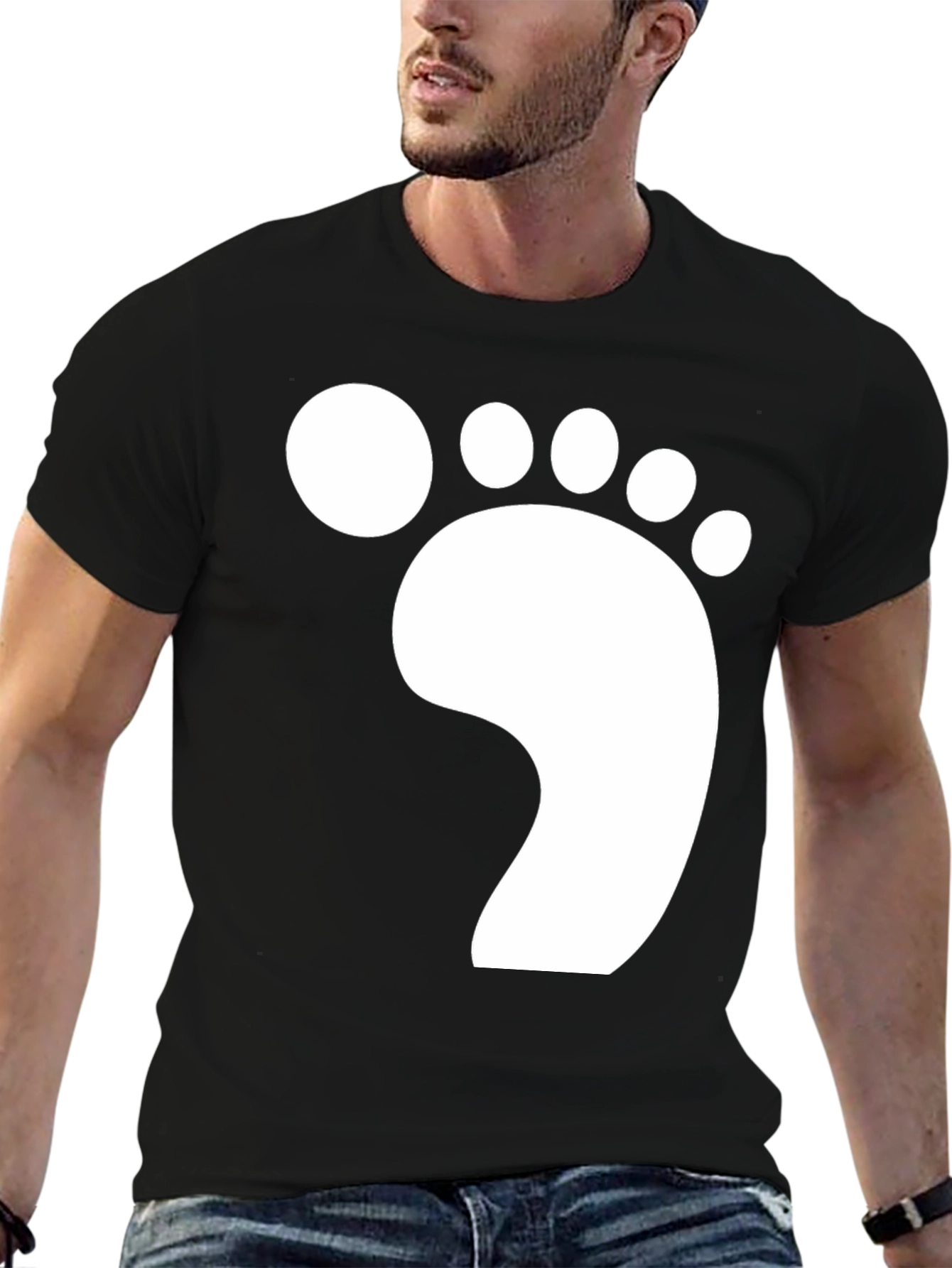 Footprint Graphic T-Shirt - Casual Black Tee