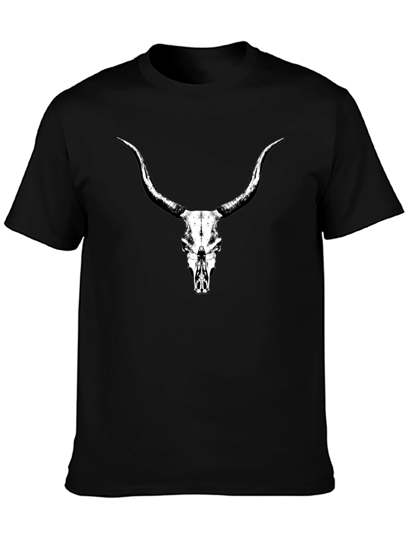 Longhorn Skull Graphic Tee - Black