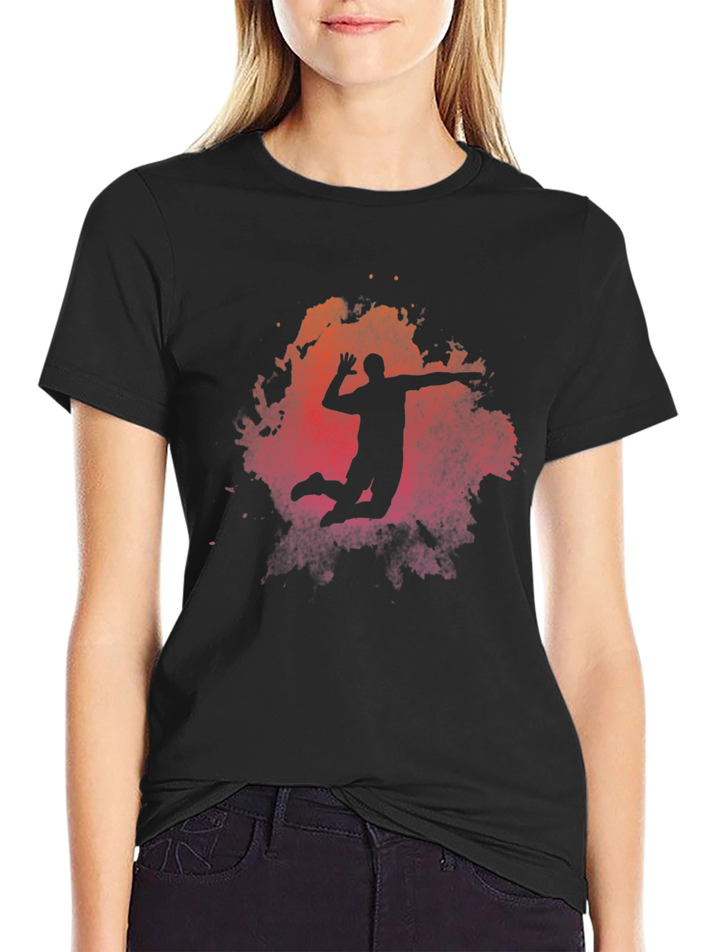 Volleyball Silhouette Graphic T-Shirt - Sporty Mens Tee