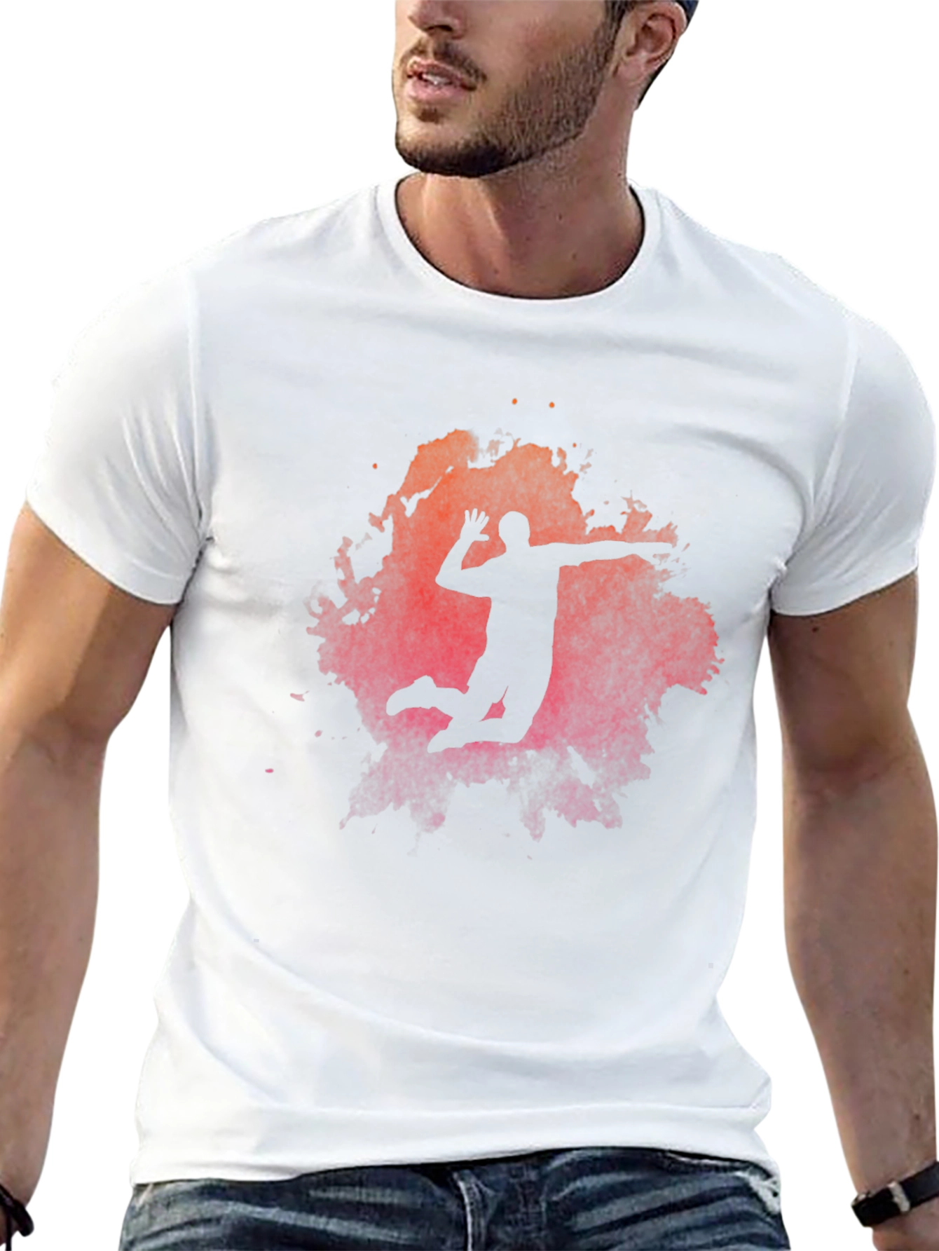 Volleyball Silhouette Graphic T-Shirt - Sporty Mens Tee