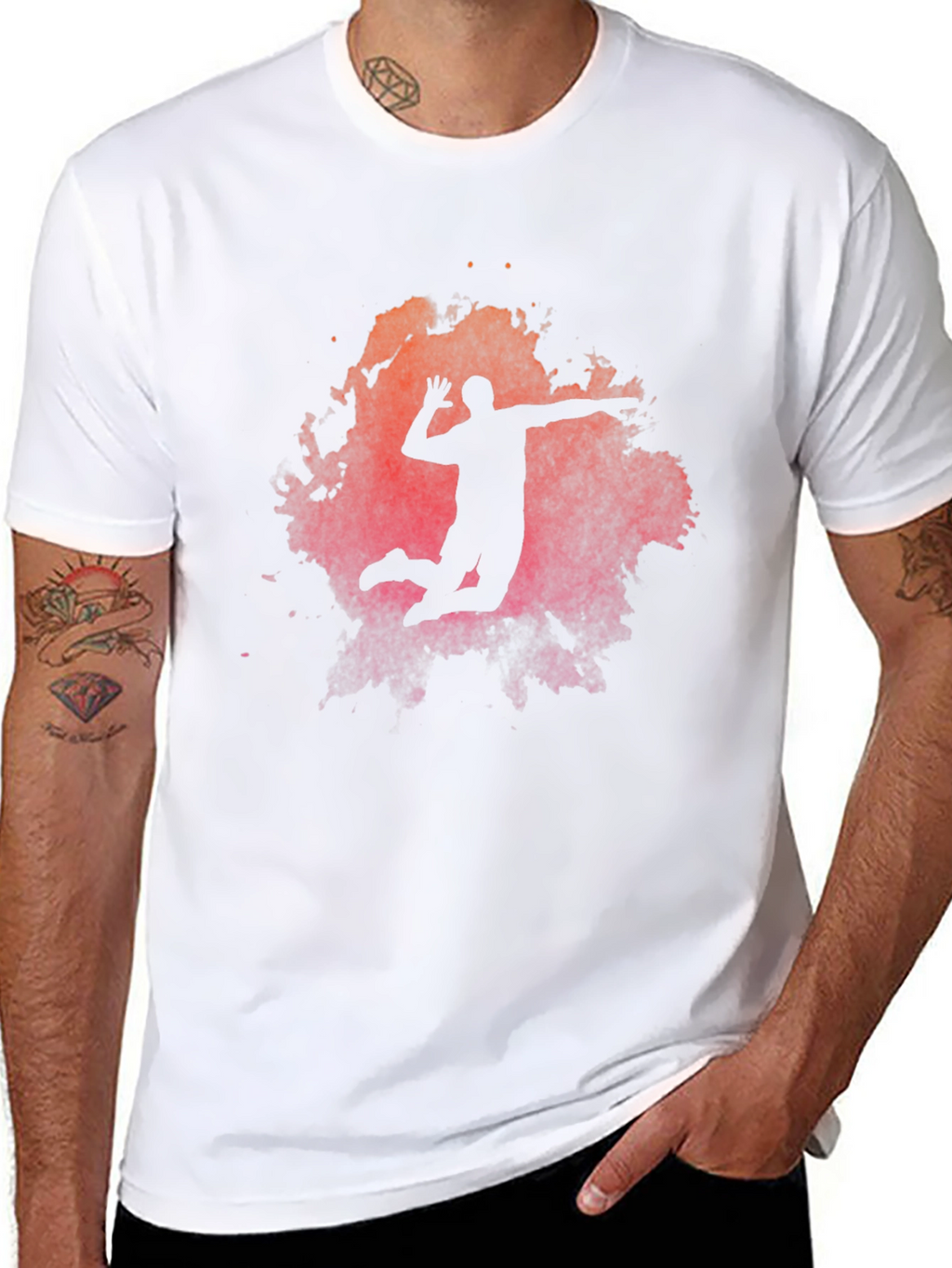 Volleyball Silhouette Graphic T-Shirt - Sporty Mens Tee