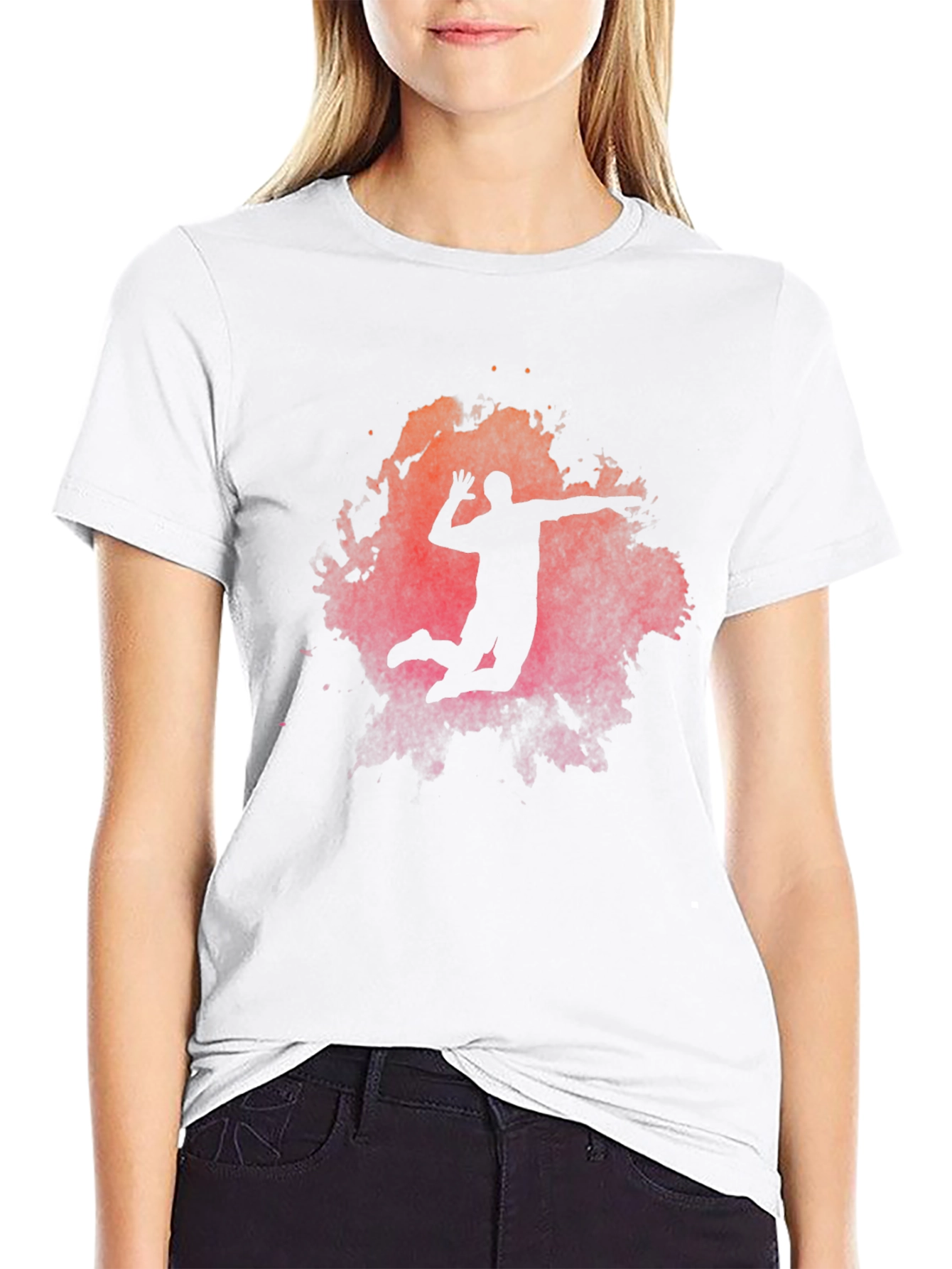 Volleyball Silhouette Graphic T-Shirt - Sporty Mens Tee