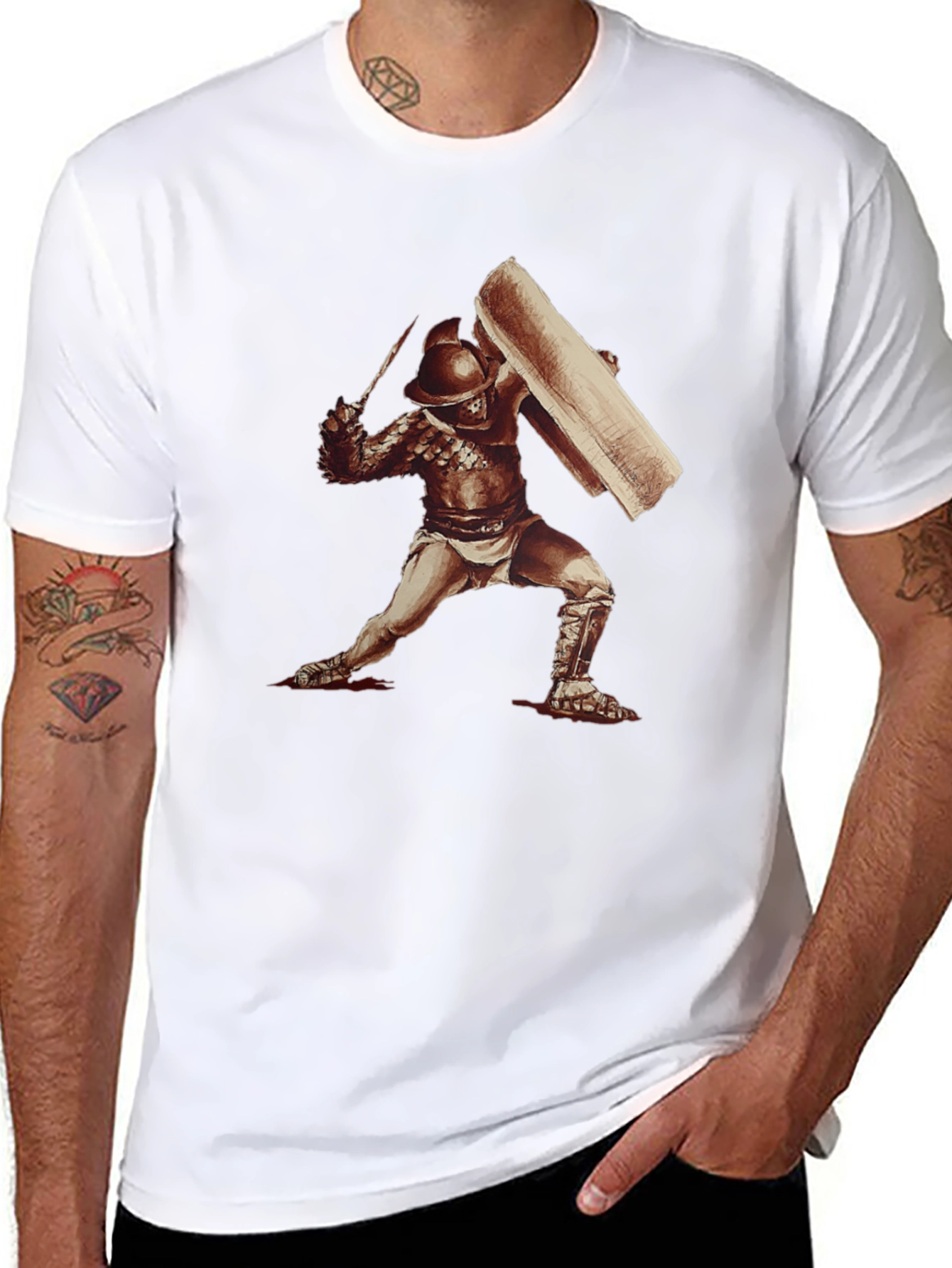 Gladiator Graphic Tee - Roman Warrior T-Shirt