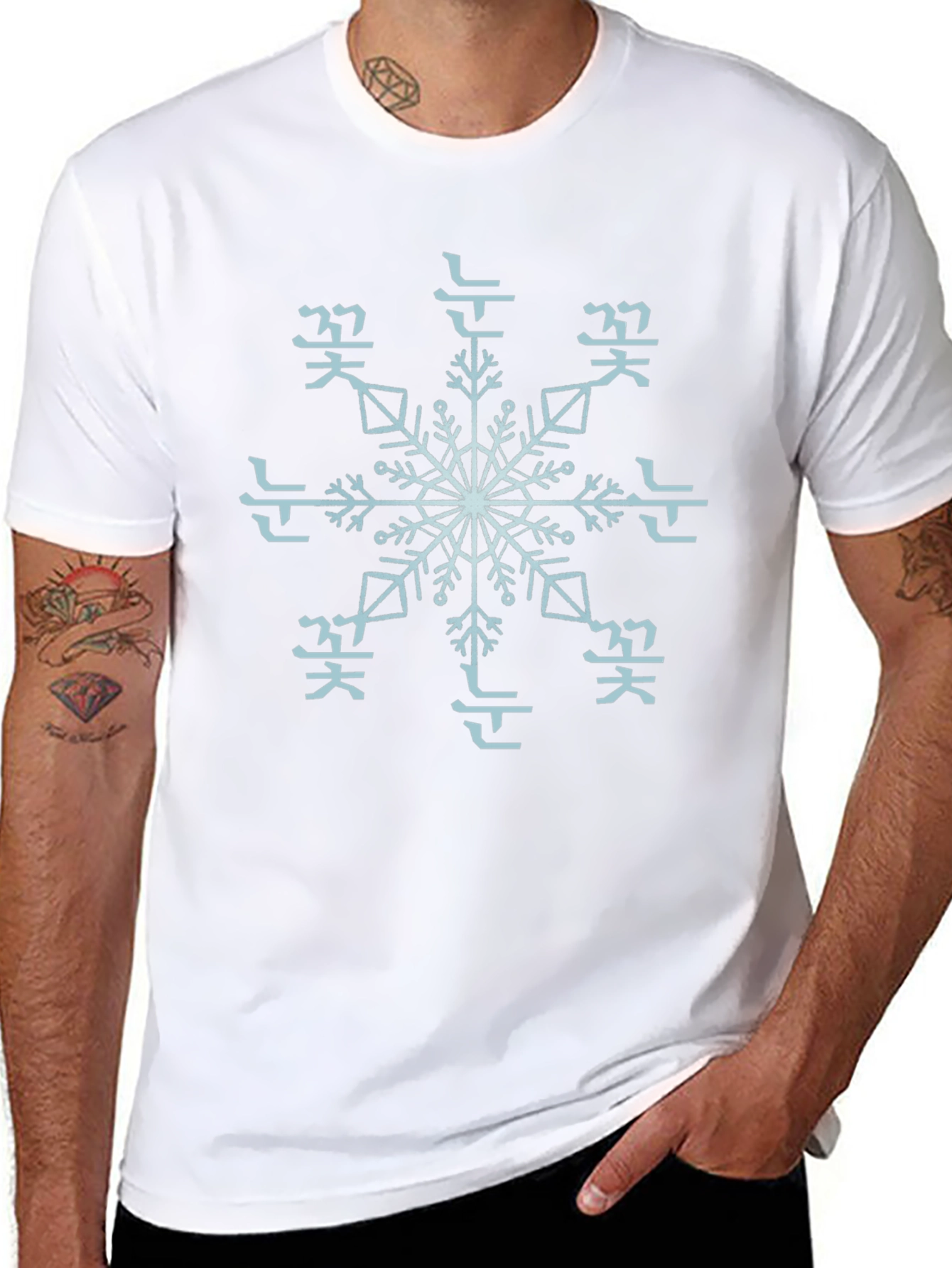 Korean Snowflake Graphic Tee - Unisex Style