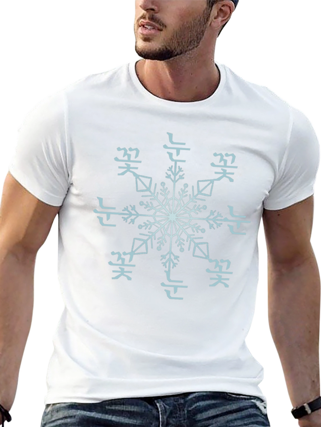 Korean Snowflake Graphic Tee - Unisex Style