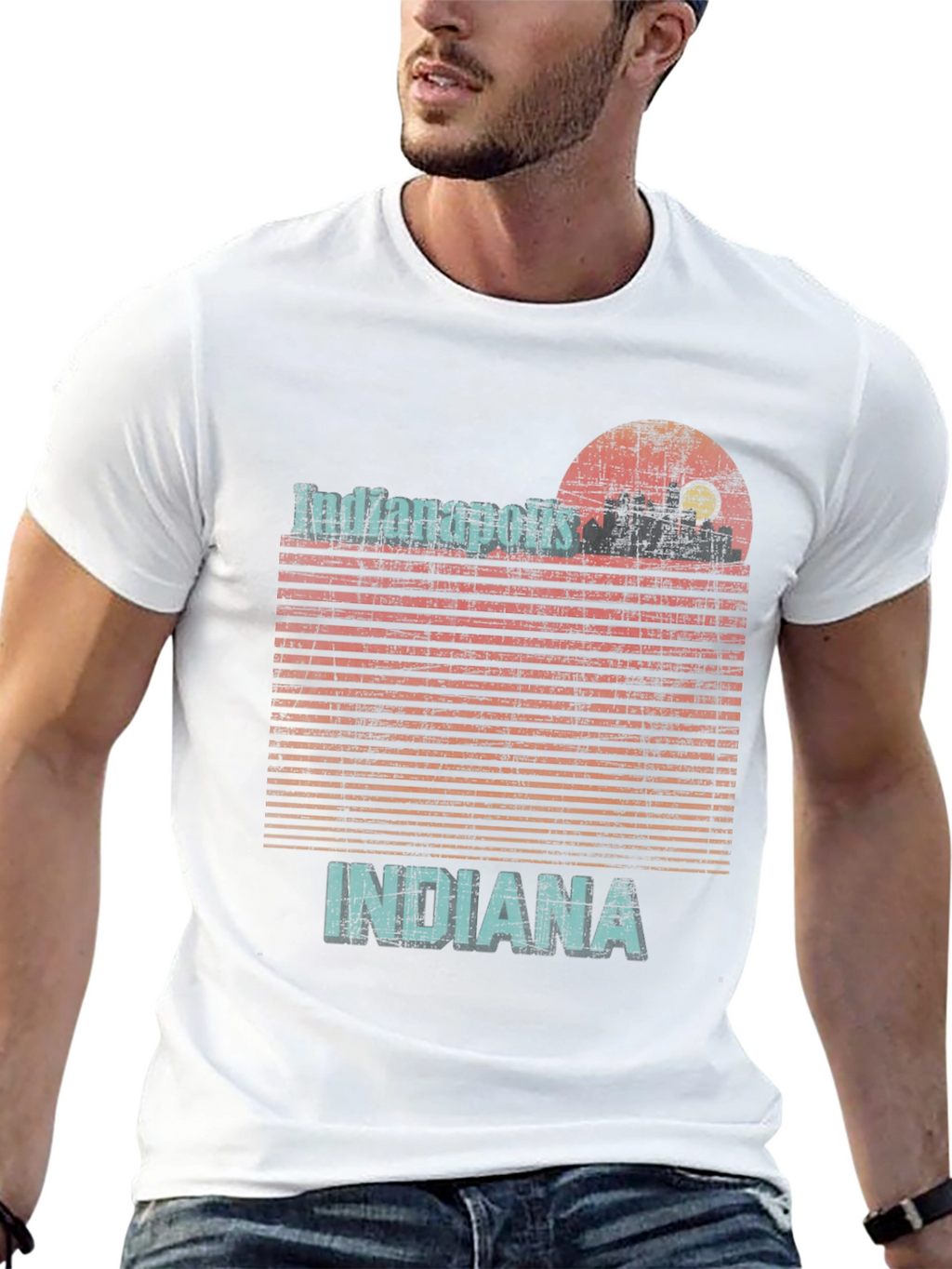 Indianapolis Indiana Graphic Tee Retro Style T-Shirt