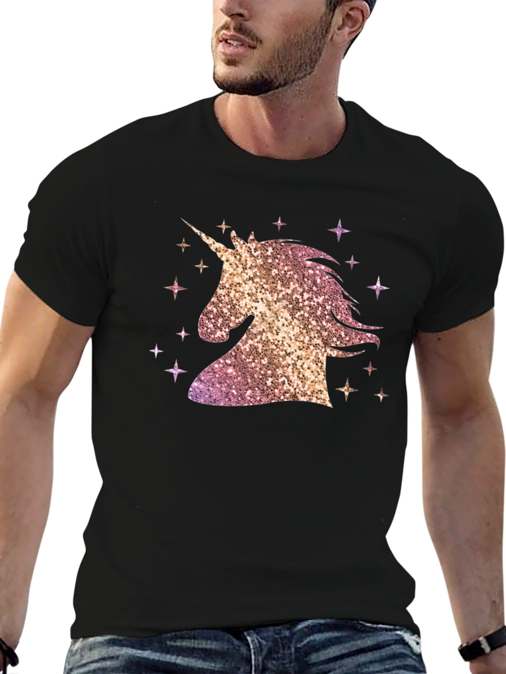 Unicorn Sparkle Graphic T-Shirt - Black