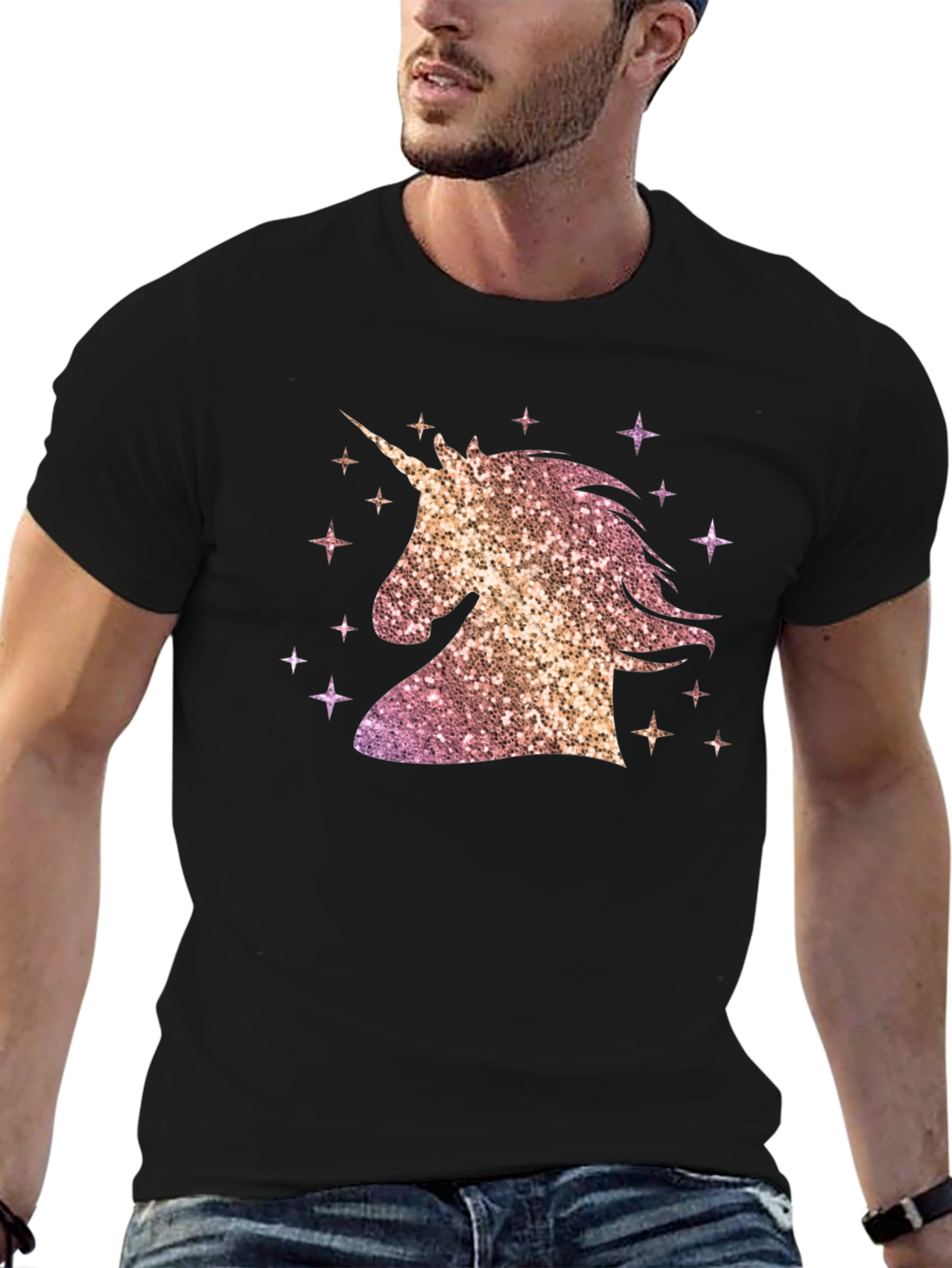 Unicorn Sparkle Graphic T-Shirt - Black