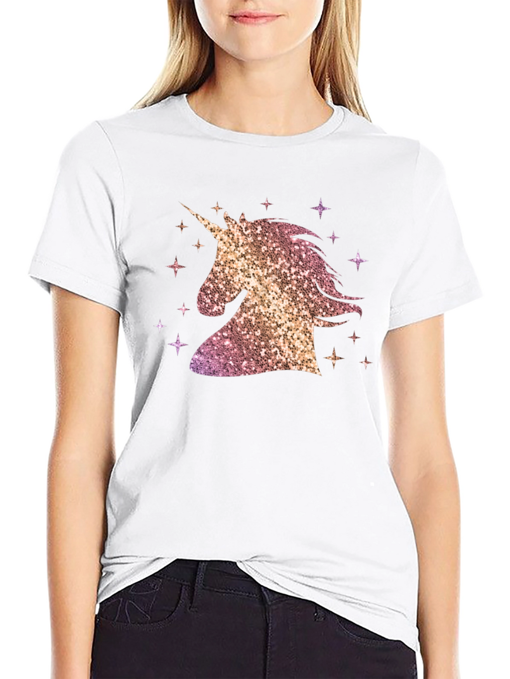Unicorn Sparkle Graphic T-Shirt - Black
