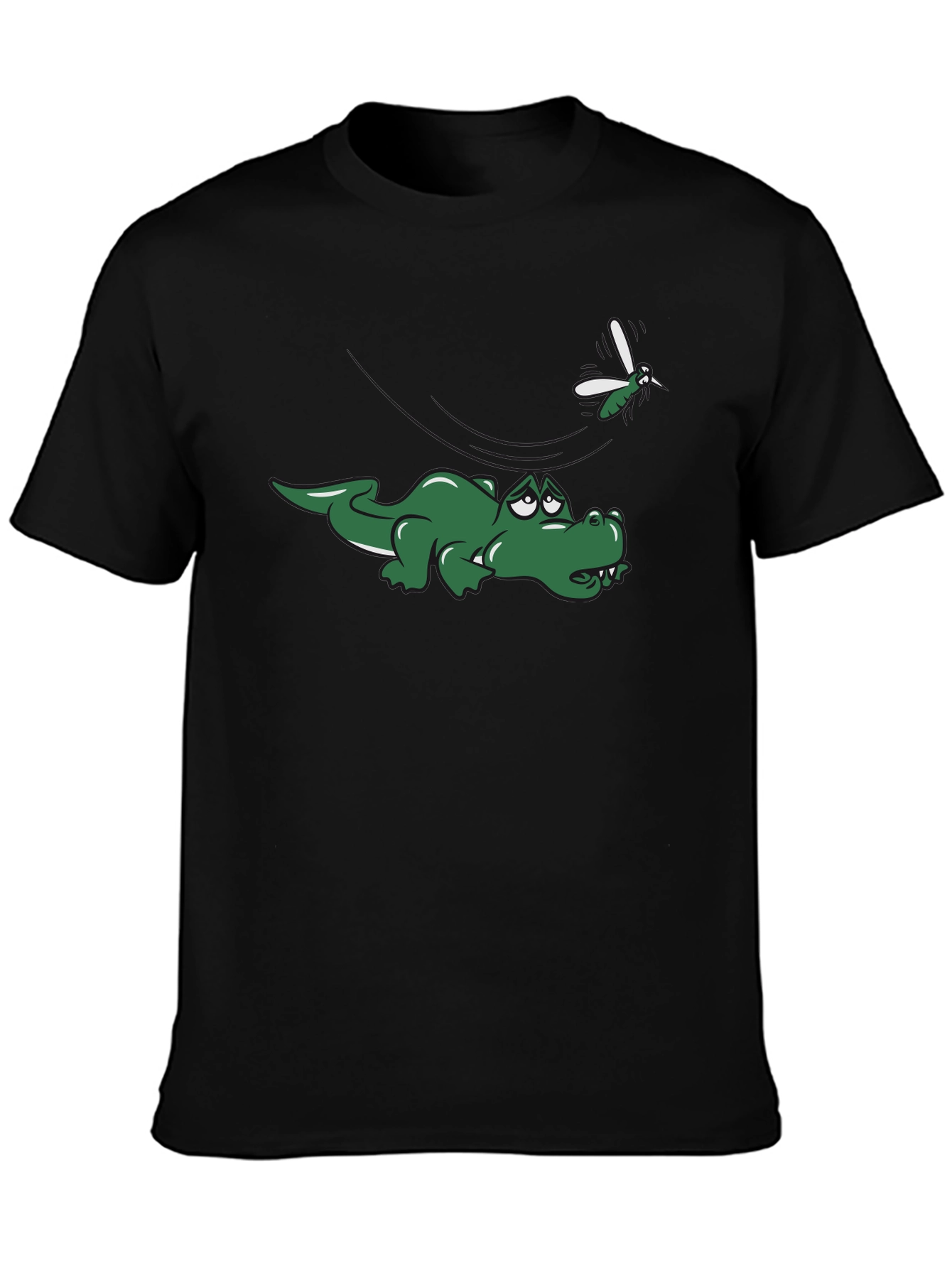 Alligator and Mosquito Graphic T-Shirt - Black