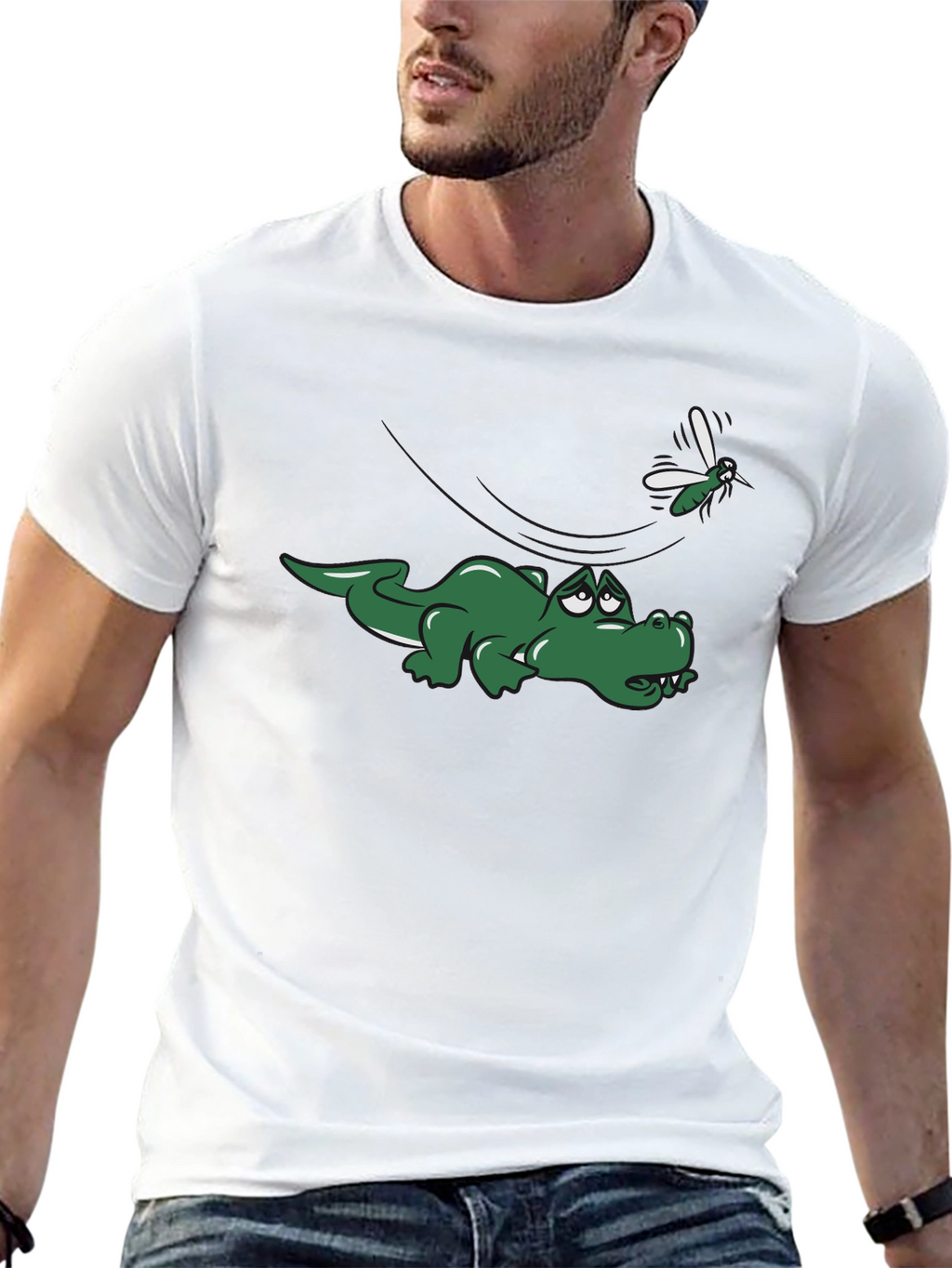 Alligator and Mosquito Graphic T-Shirt - Black