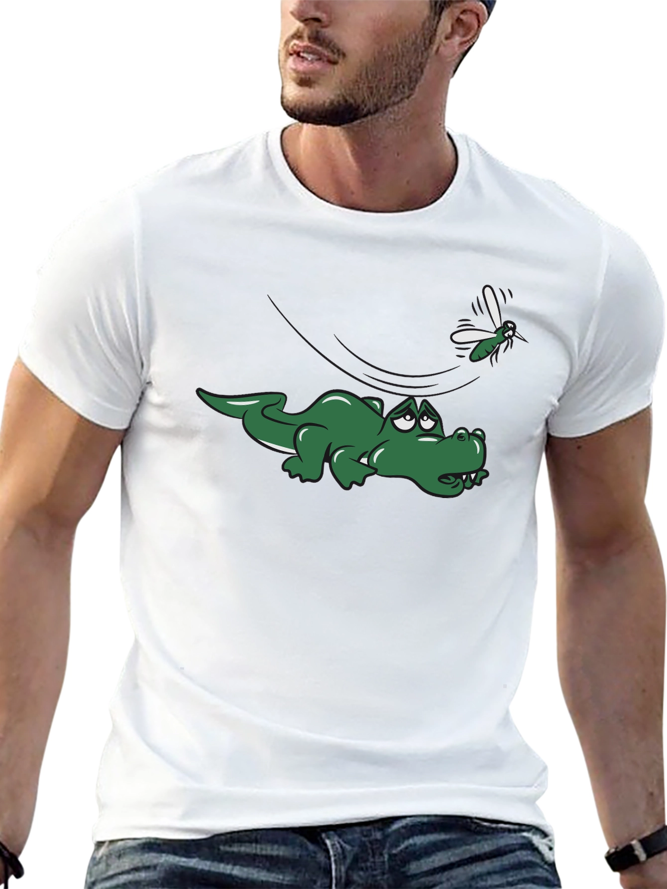 Alligator and Mosquito Graphic T-Shirt - Black