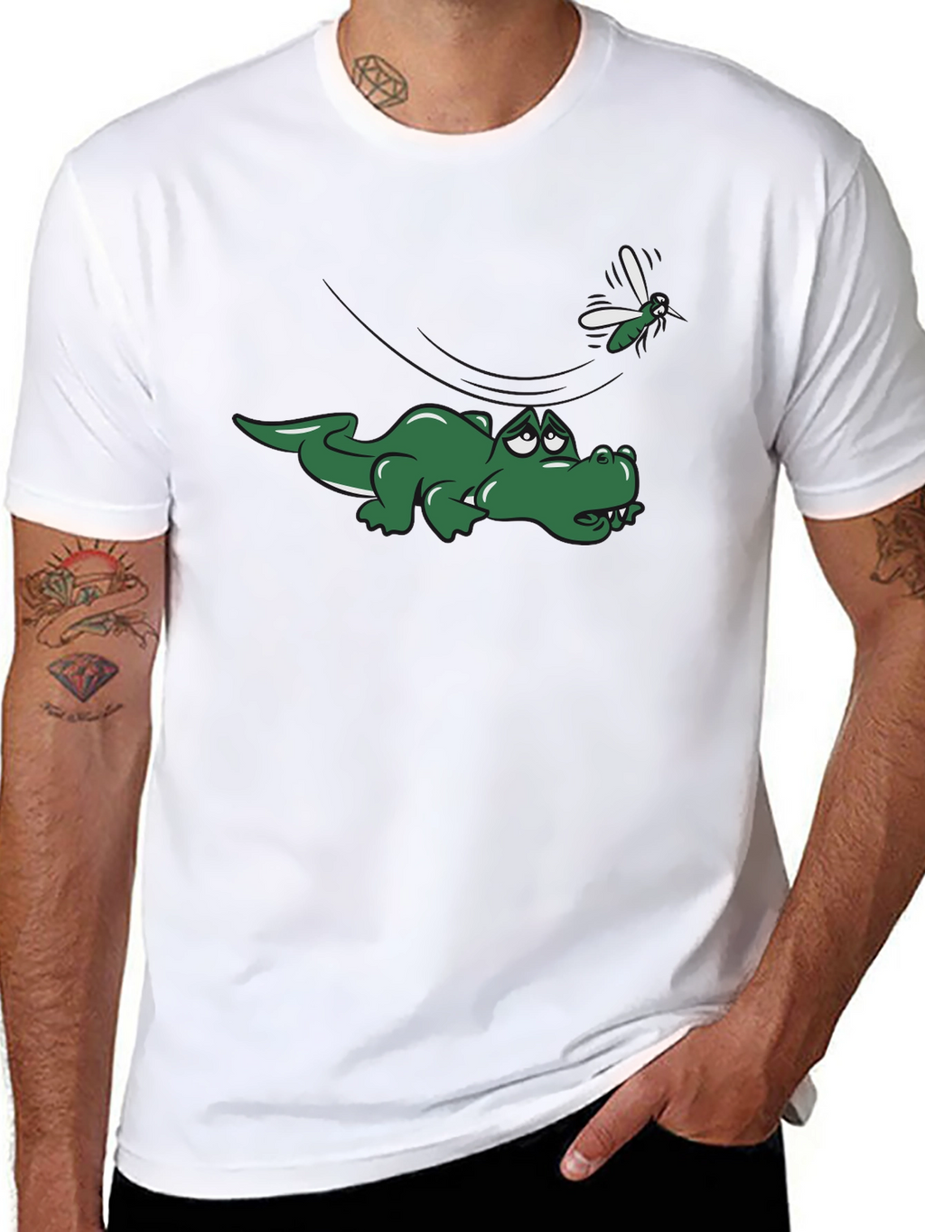 Alligator and Mosquito Graphic T-Shirt - Black