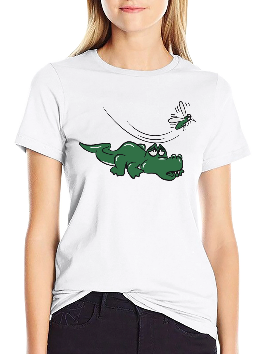 Alligator and Mosquito Graphic T-Shirt - Black