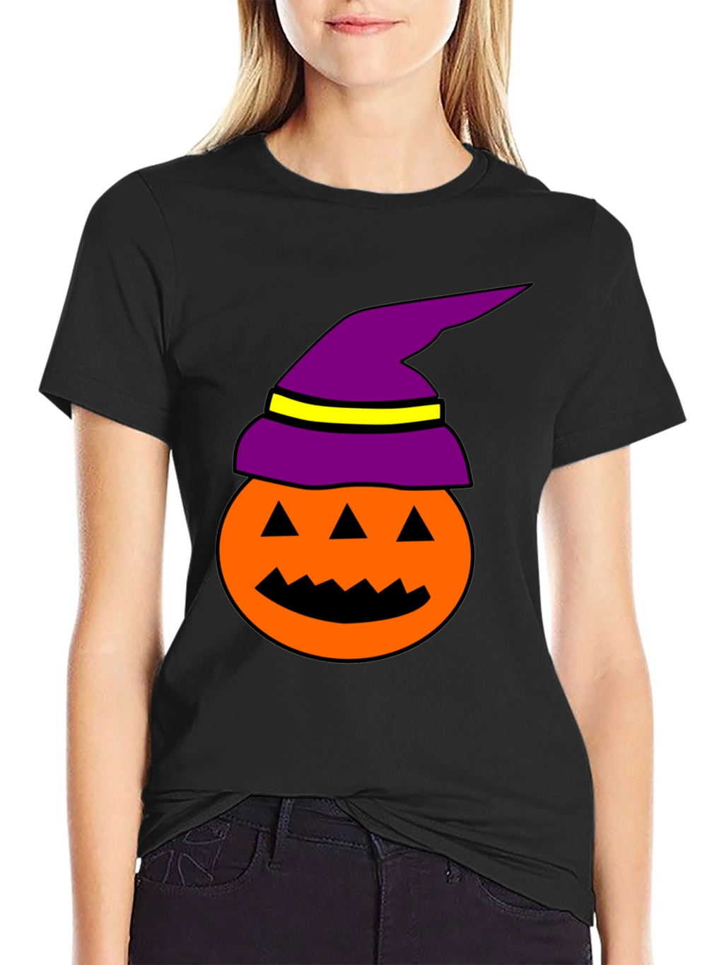Halloween Pumpkin Witch Hat Graphic Tee