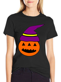 Halloween Pumpkin Witch Hat Graphic Tee