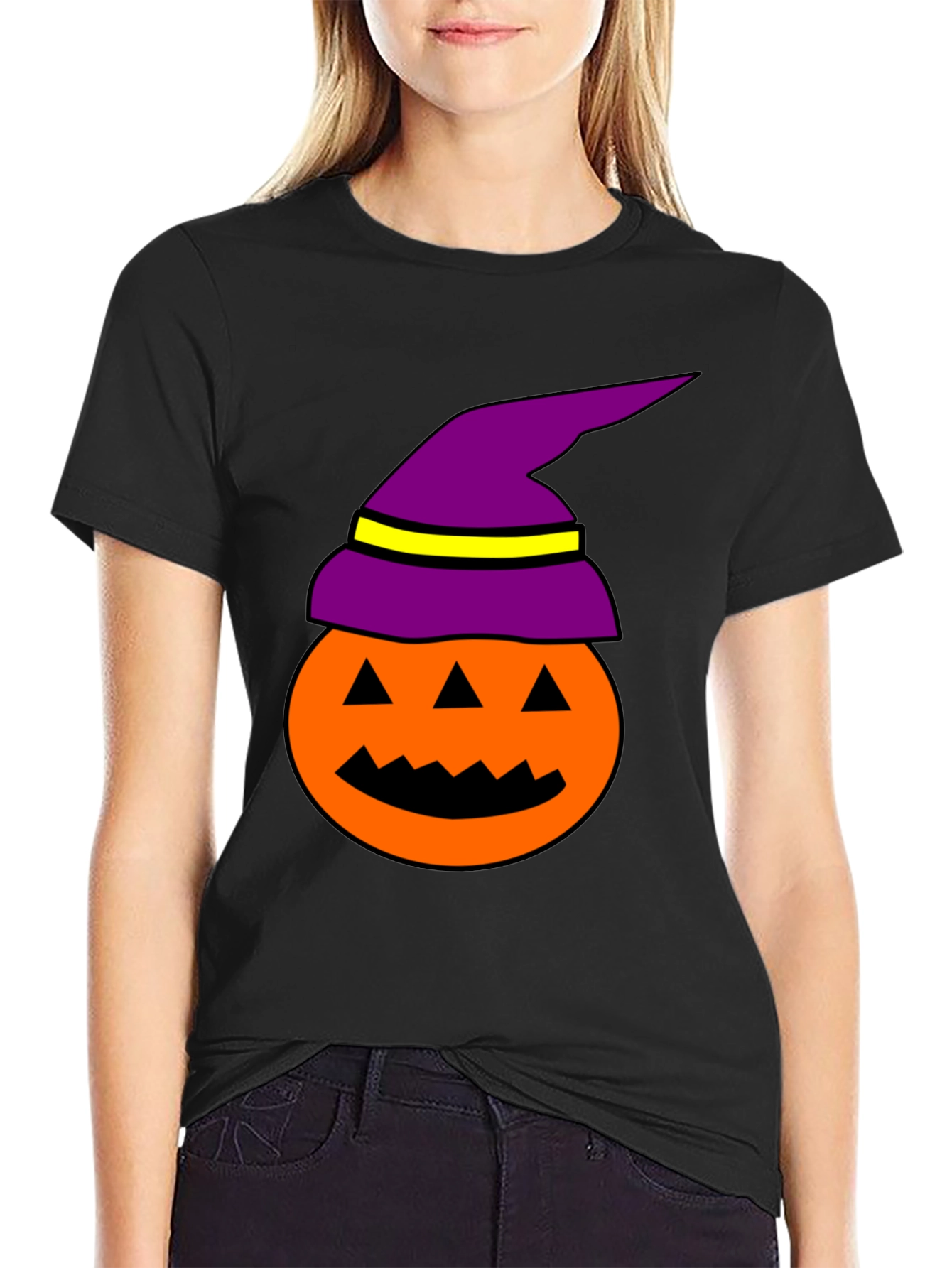 Halloween Pumpkin Witch Hat Graphic Tee
