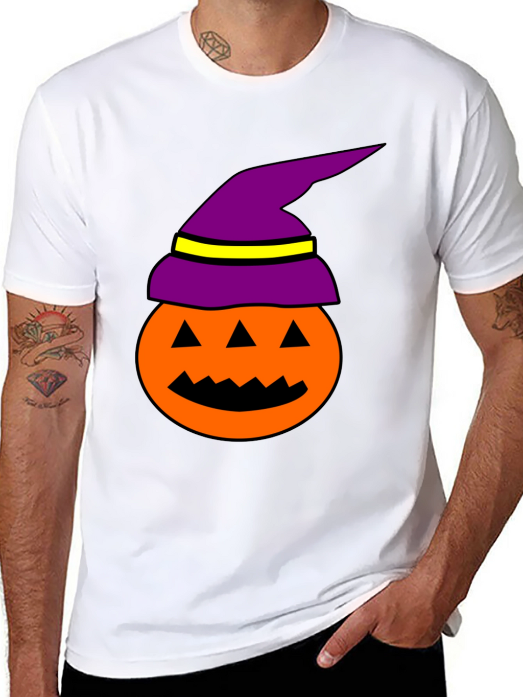 Halloween Pumpkin Witch Hat Graphic Tee