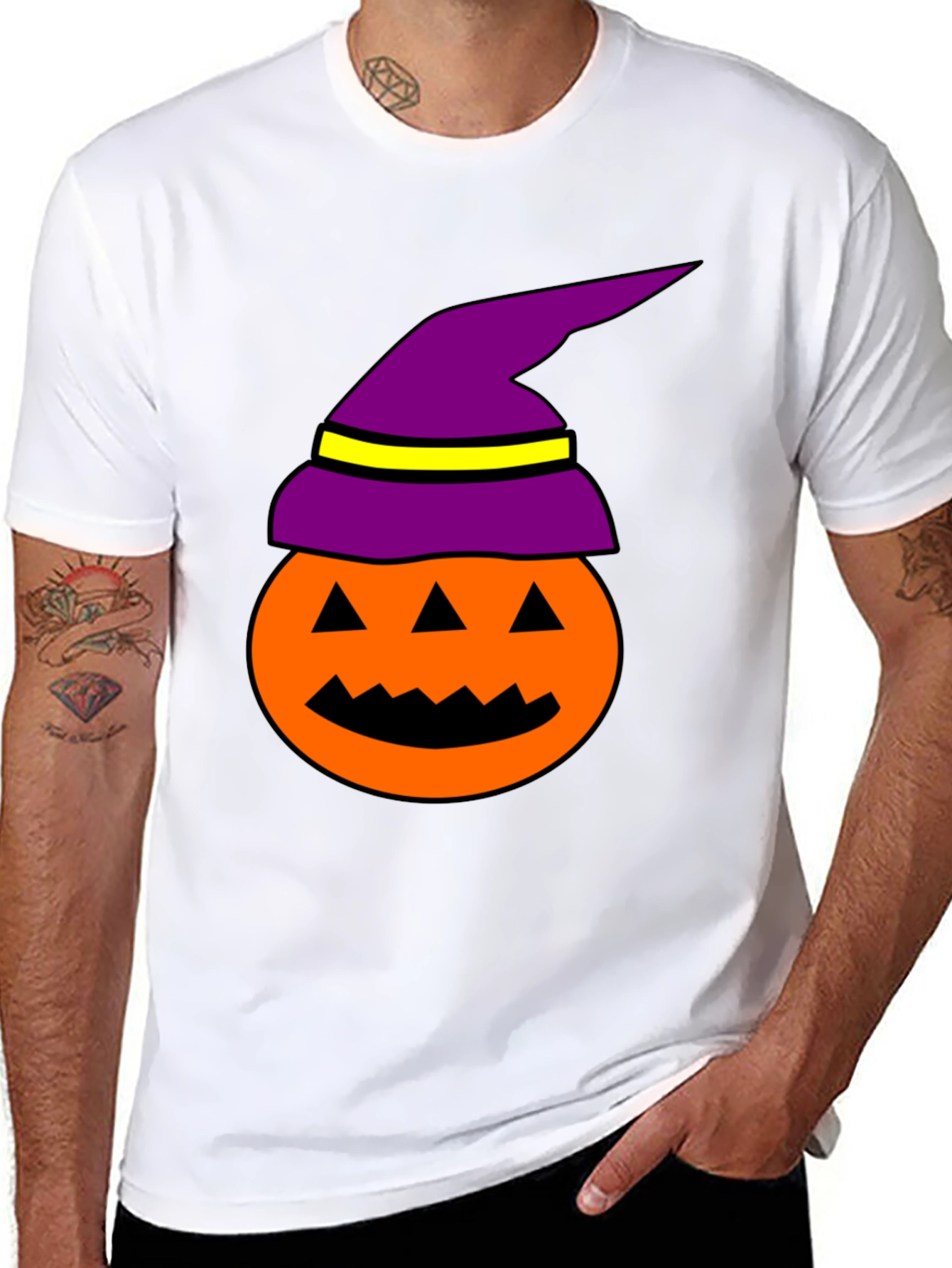 Halloween Pumpkin Witch Hat Graphic Tee