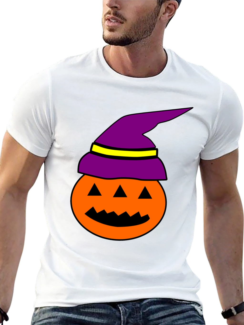 Halloween Pumpkin Witch Hat Graphic Tee