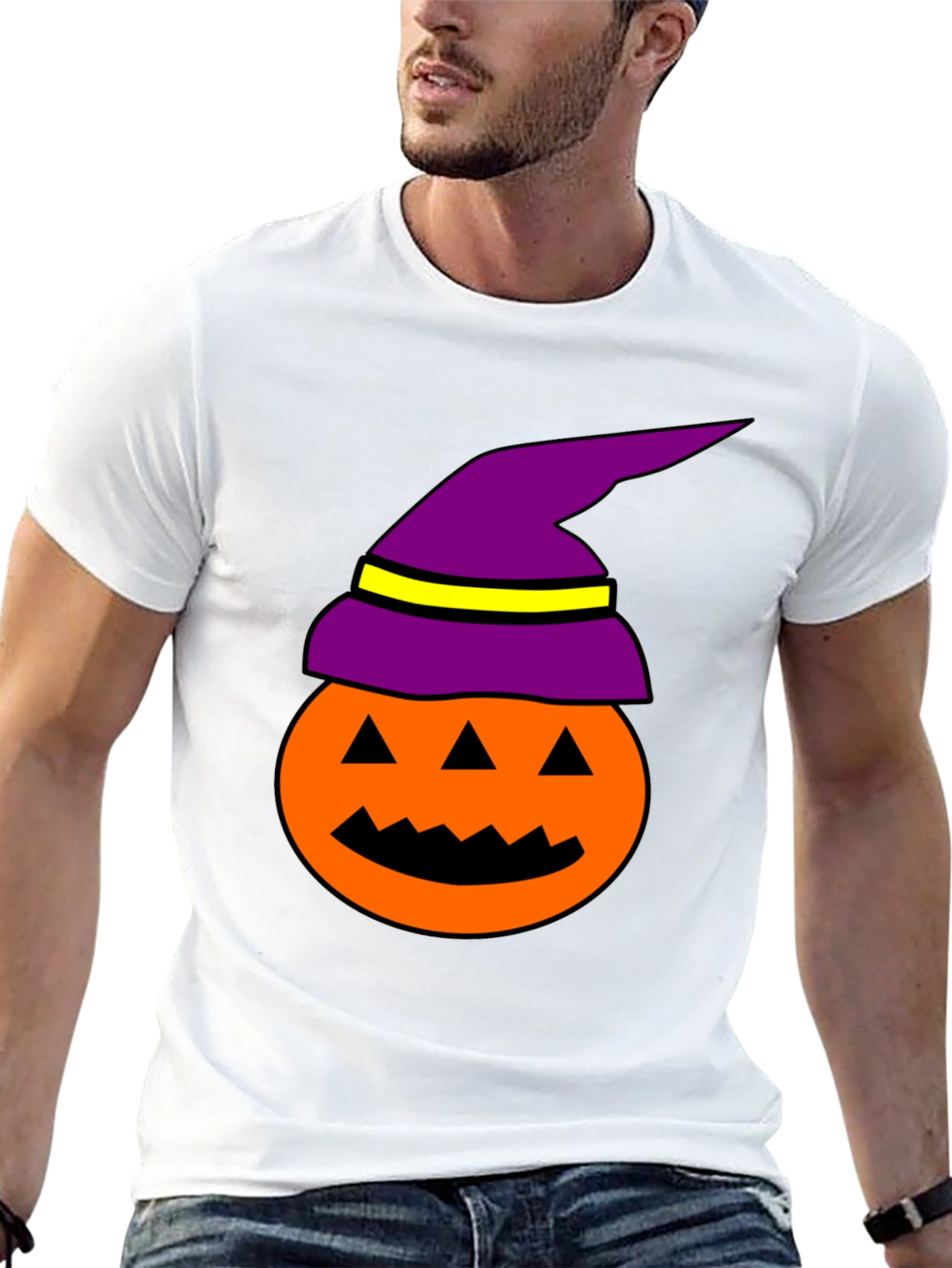 Halloween Pumpkin Witch Hat Graphic Tee